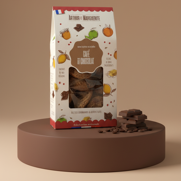 Süße Kekse mit Kaffee und Schokoladenstückchen - 130g Beutel