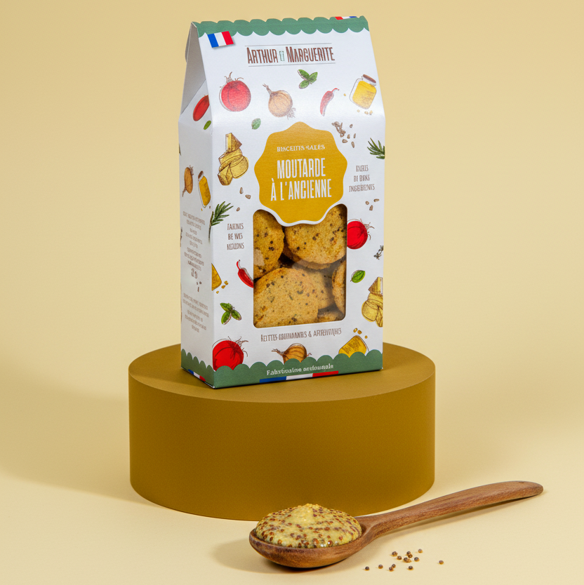 Altmodische Aperitifkekse mit Senfgeschmack - 110-g-Beutel