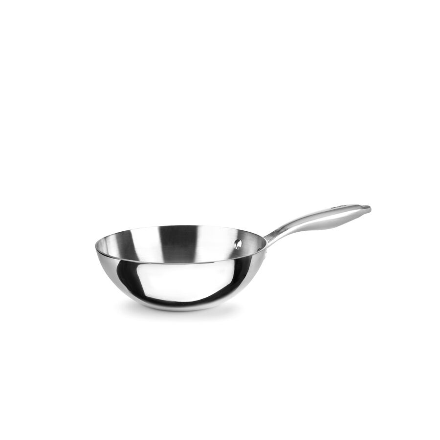 IBILI - Triply Natural Wok 20 cm, Acciaio Inox, Adatto all'induzione, senza rivestimento antiaderente