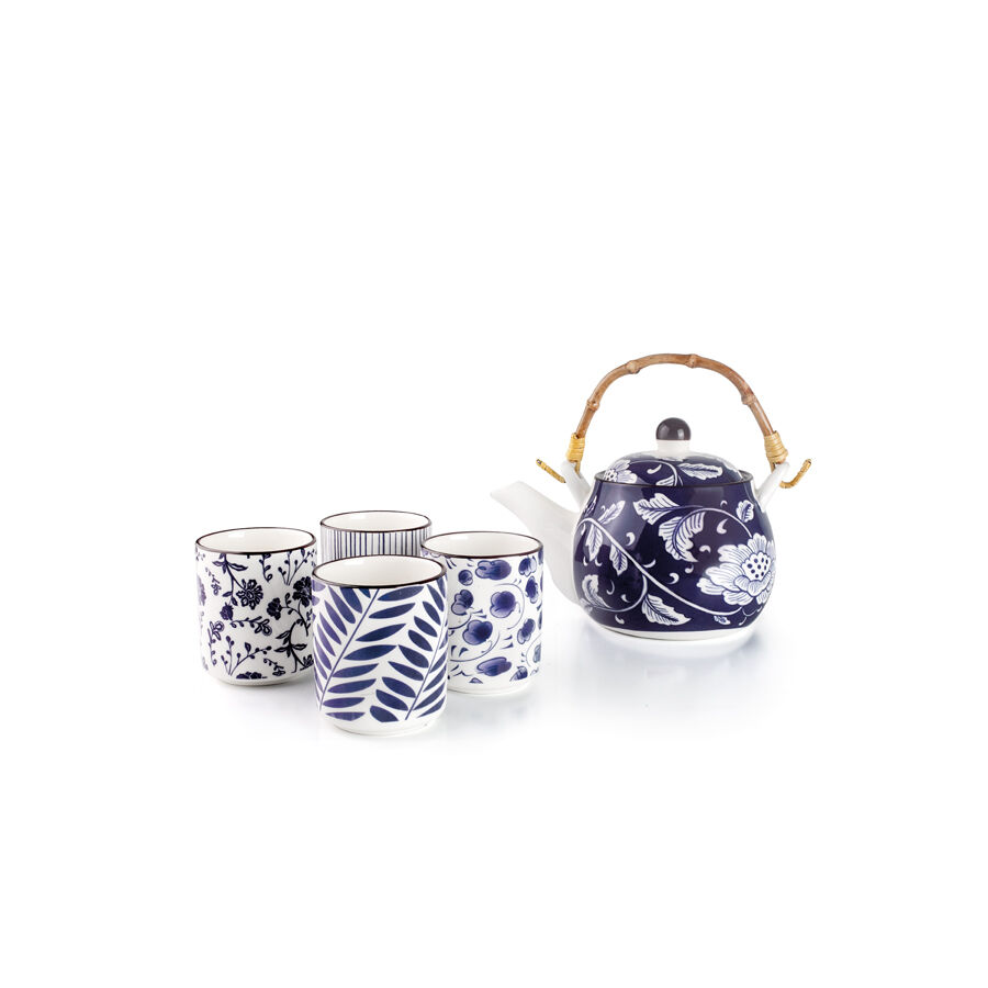 IBILI - Japanese Teapot 460 ml + 4 Flora Cups 120 ml