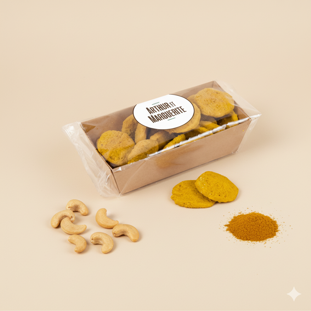 Snackkekse mit Cashew-Curry-Geschmack in einer Schale - 60 g