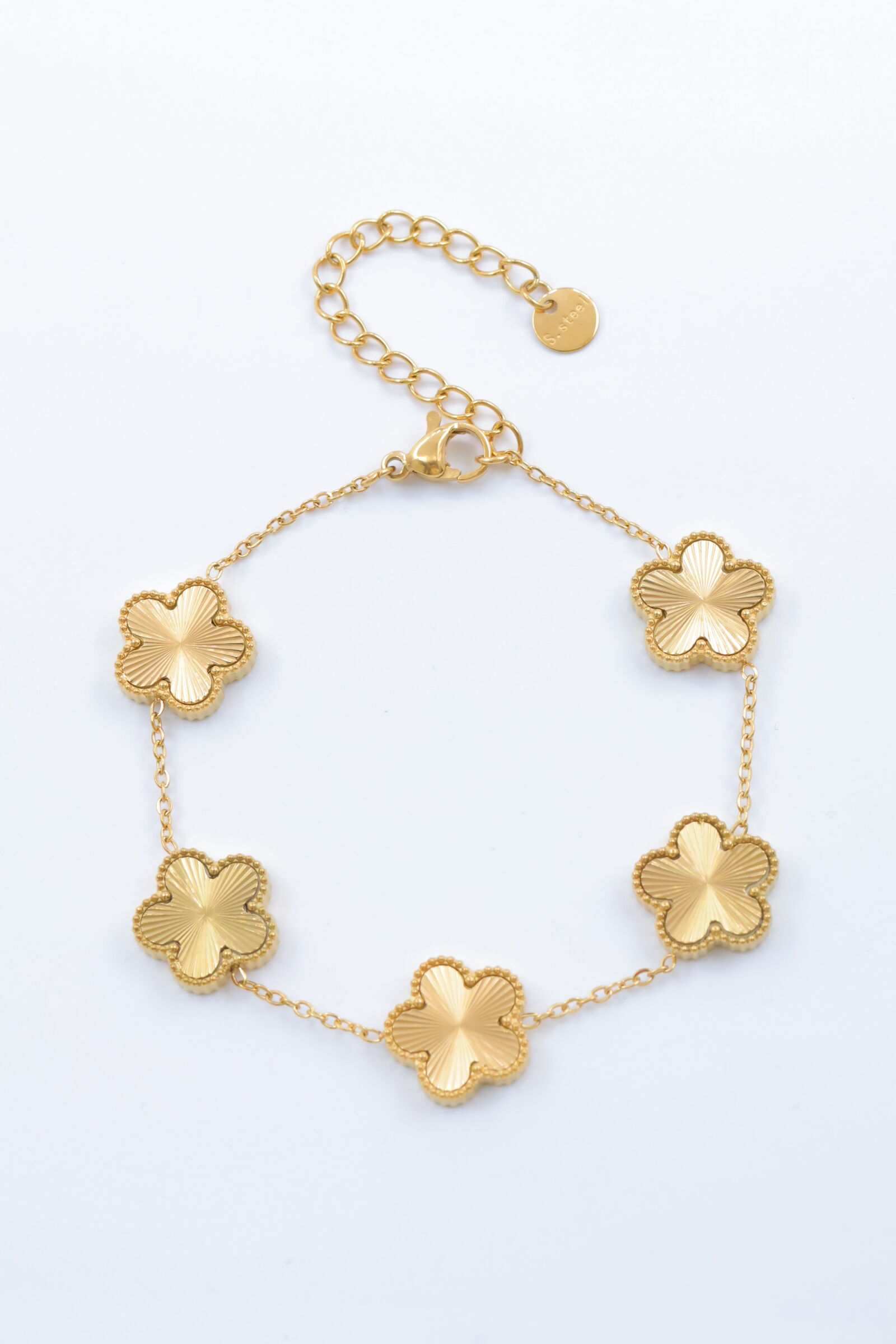 Wendbares Edelstahlarmband mit fünfblättrigem Kleeblatt - G265A