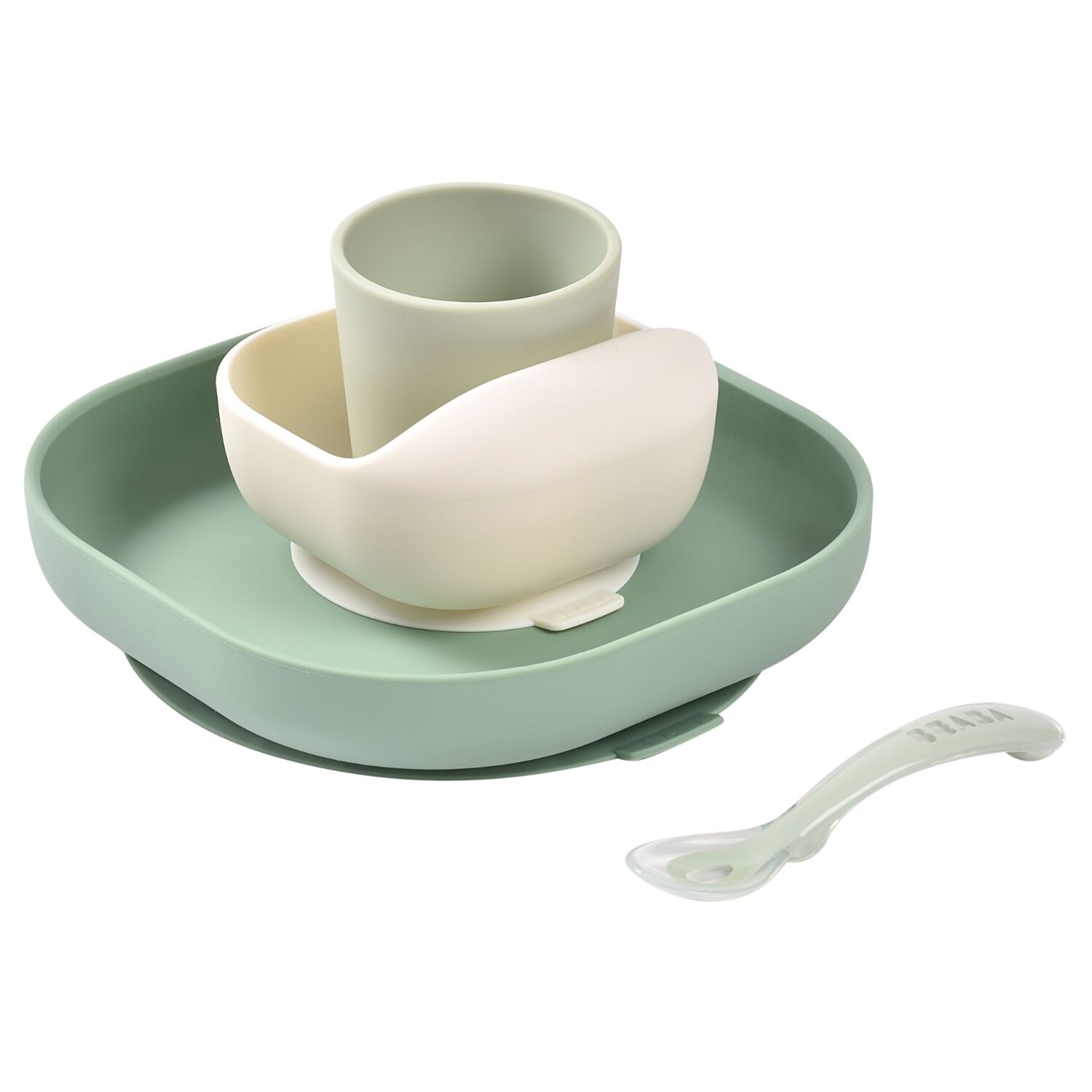 BEABA, 4-piece silicone meal set - Sage green / Verdigris