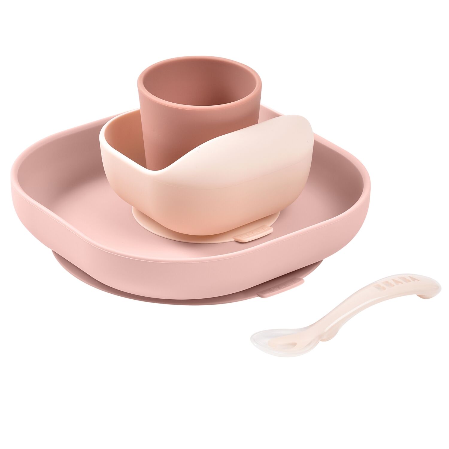 BEABA, 4-piece silicone meal set - Cotton candy