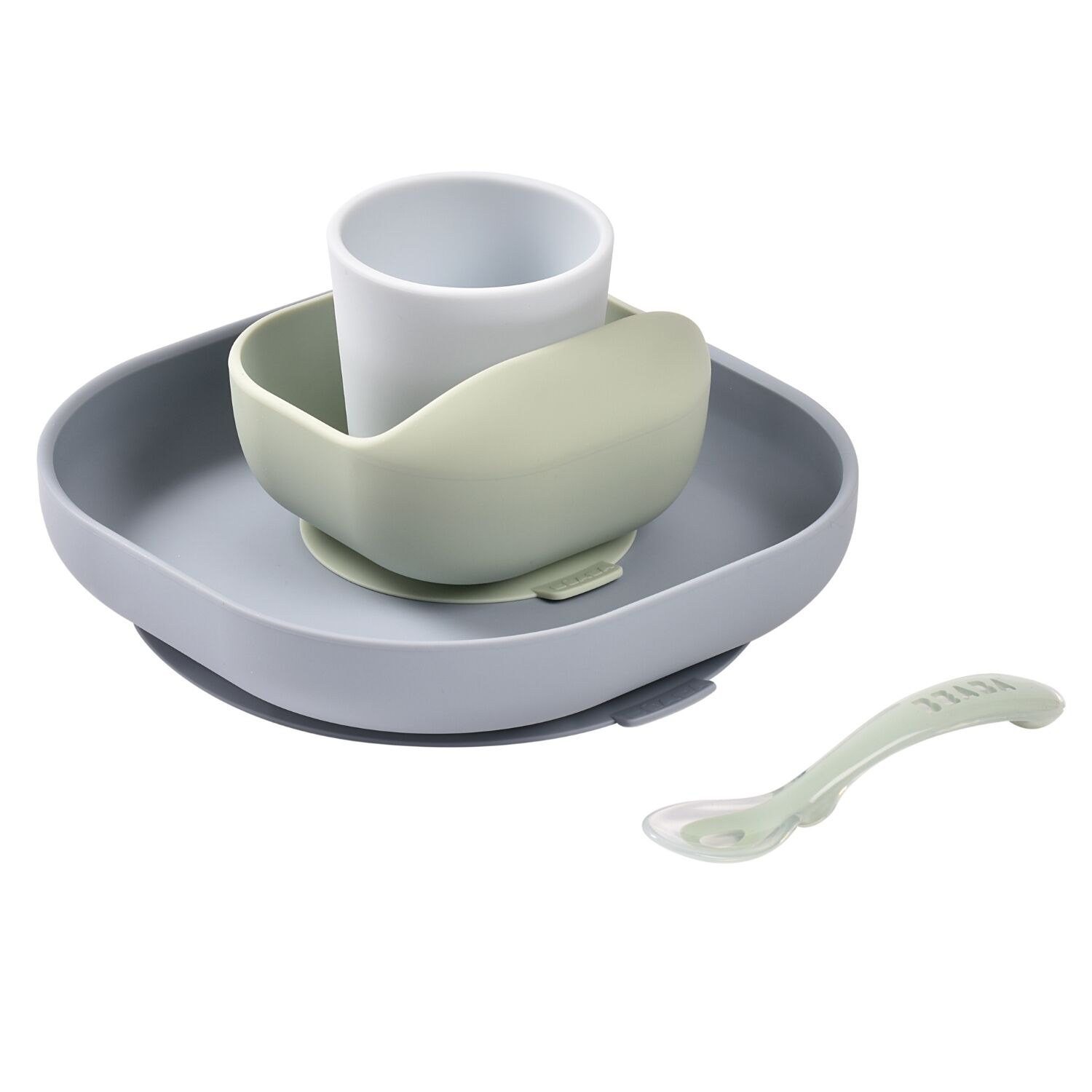 BEABA, 4-piece silicone meal set - Pebble