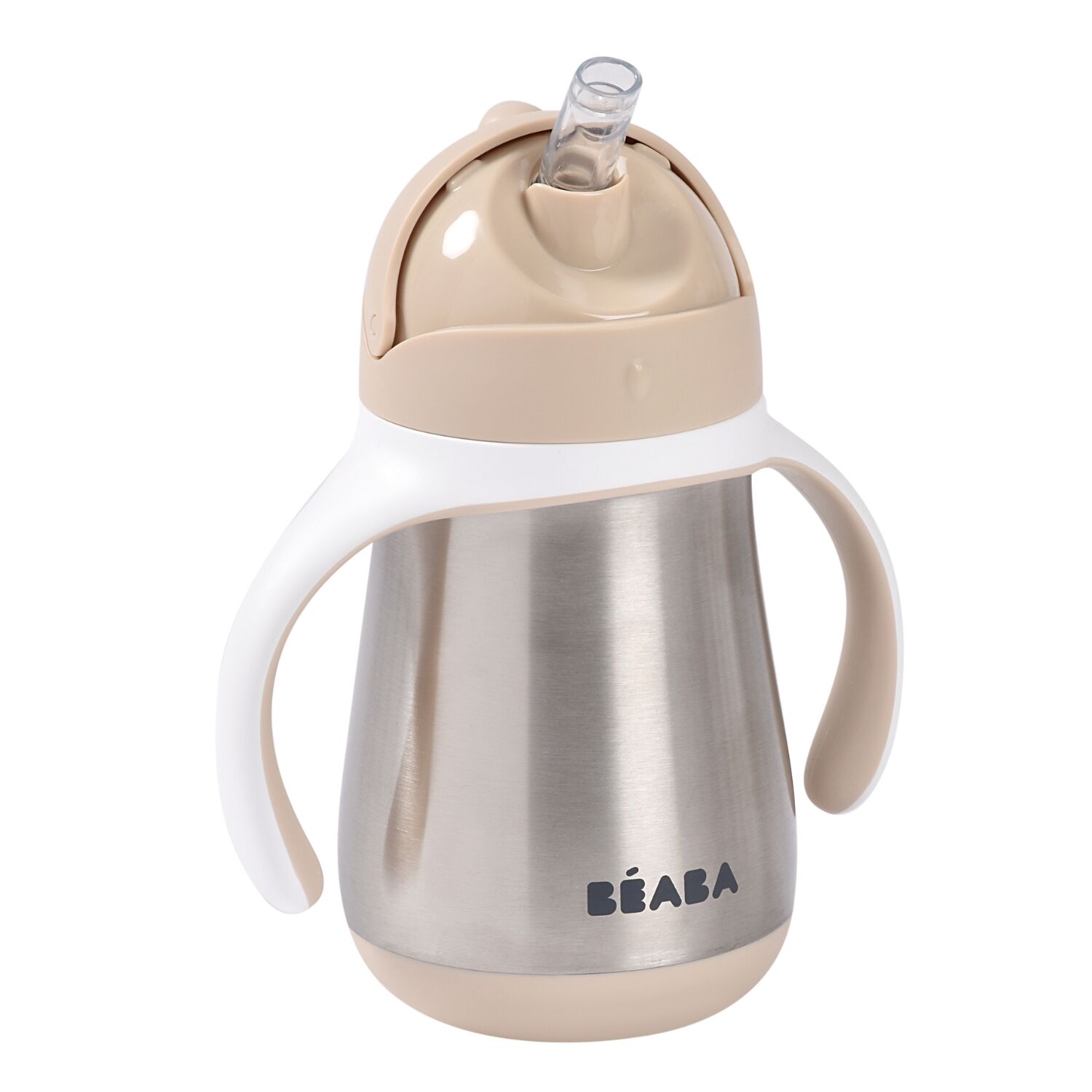 BEABA, 250ml stainless steel straw cup - Clay earth