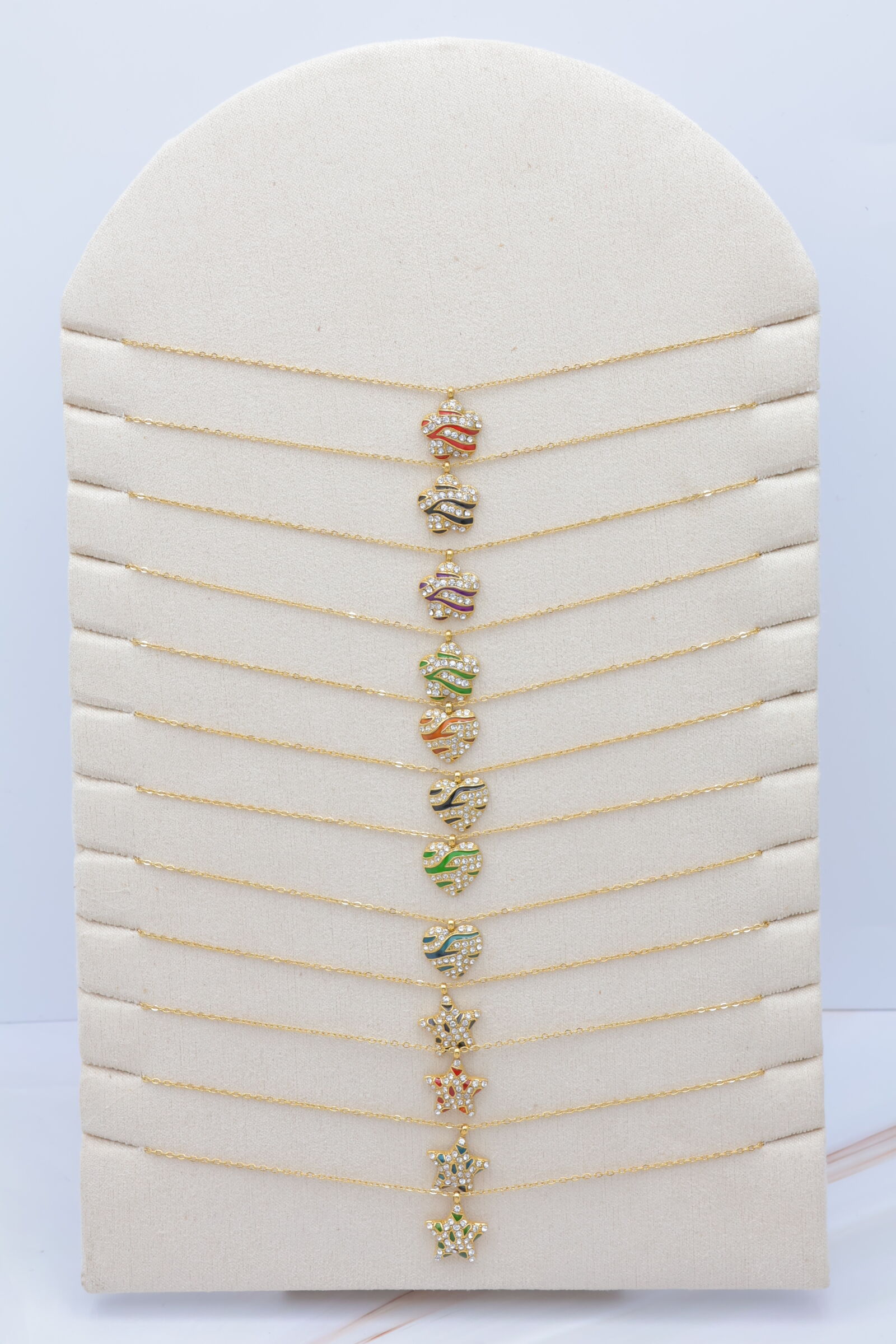 Set mit 12 Edelstahlketten mit Display - PR-COLLIER79