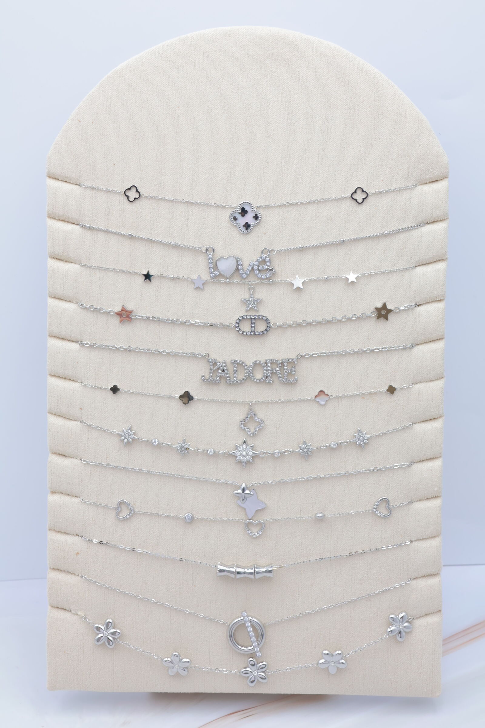 Set mit 12 Edelstahlketten mit Display - PR-COLLIER80