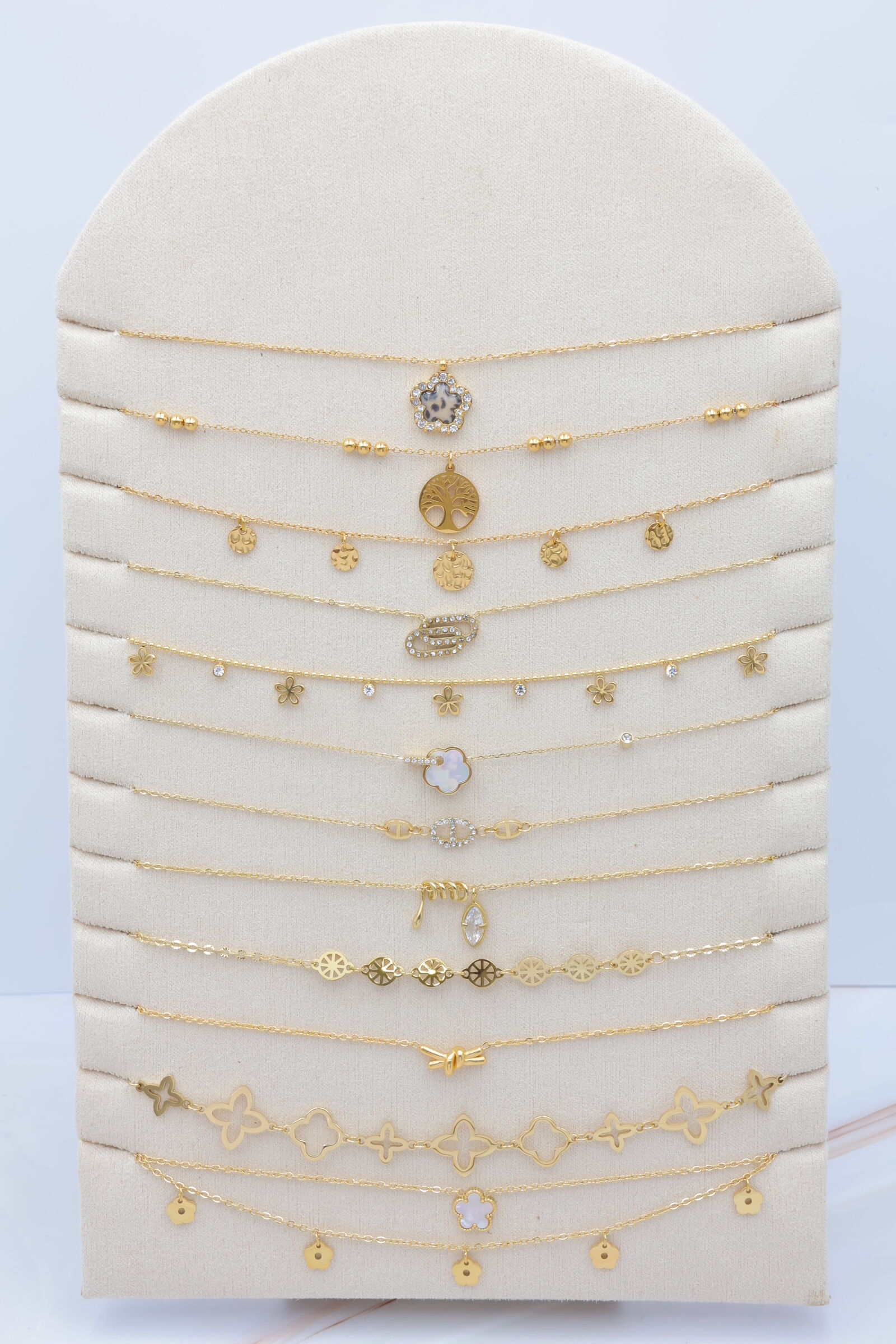 Set mit 12 Edelstahlketten mit Display - PR-COLLIER74