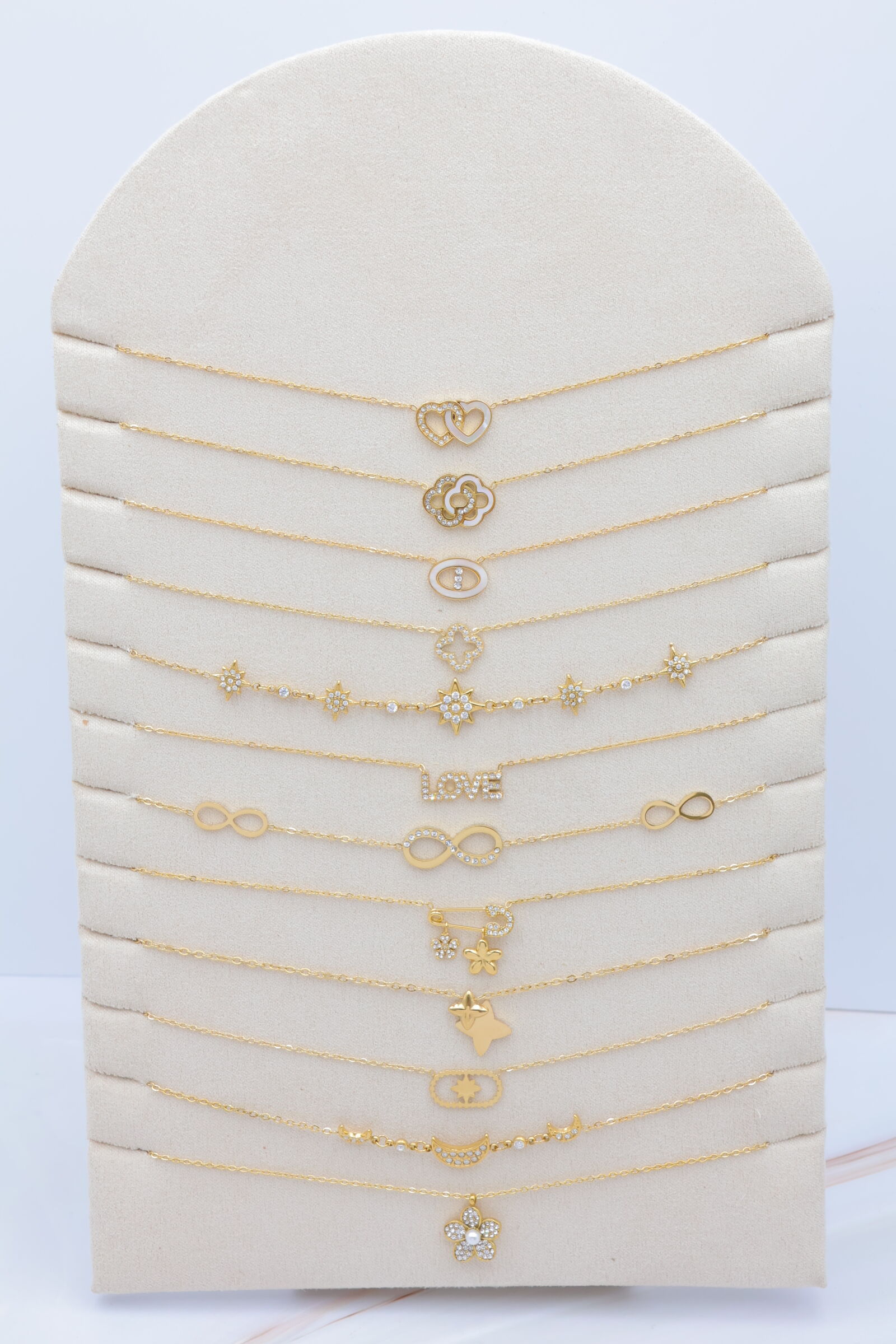 Set mit 12 Edelstahlketten mit Display - PR-COLLIER75