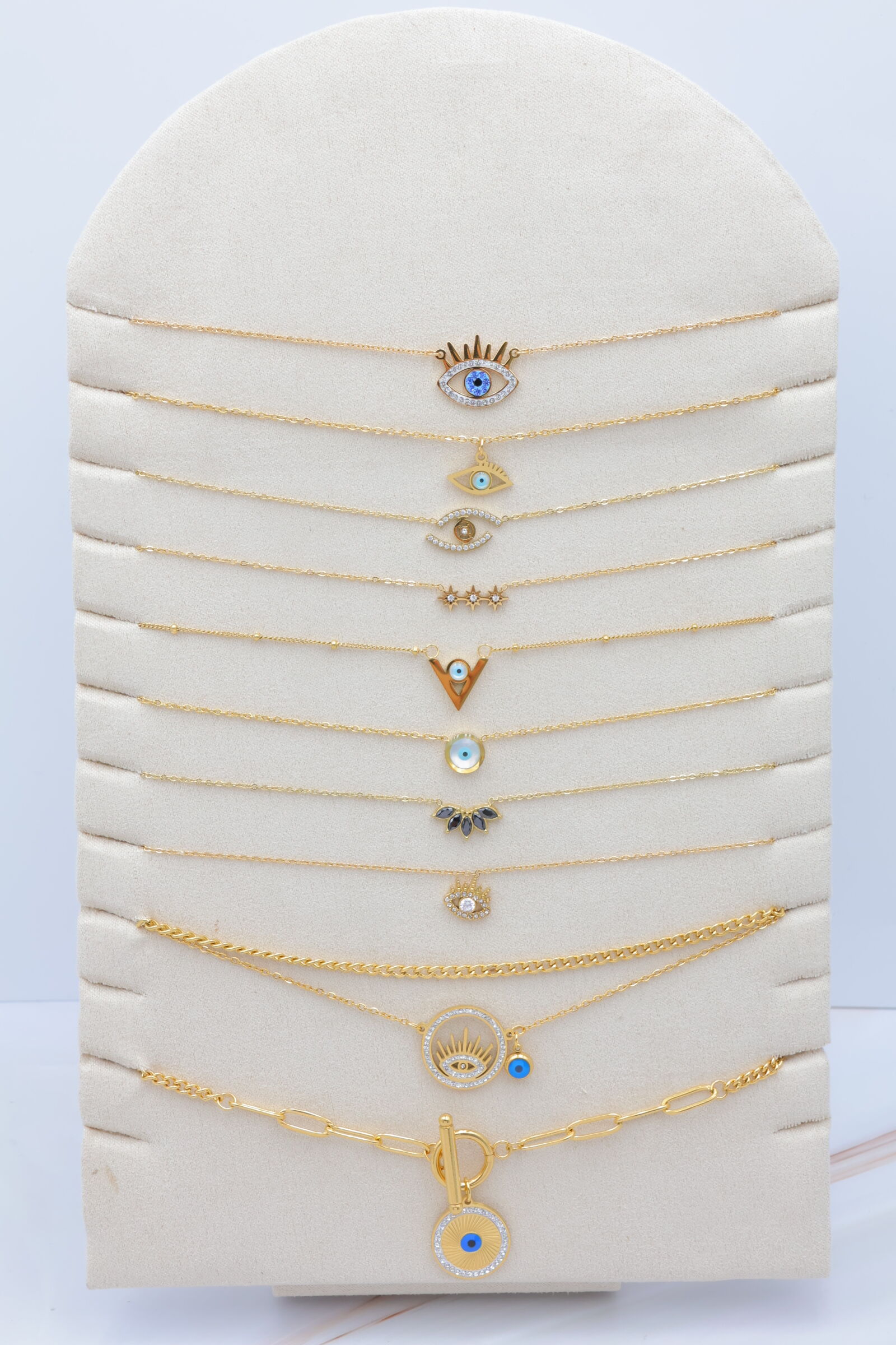 Set mit 10 Edelstahlketten mit Display - PR-COLLIER76