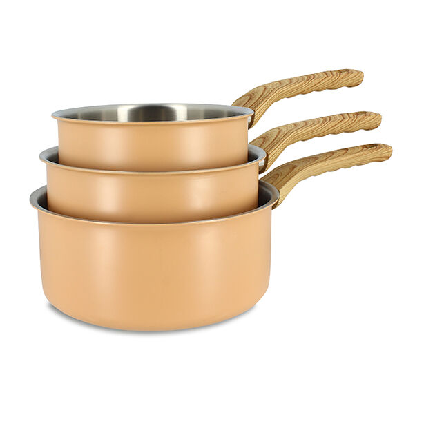 Set of 3 Easynox saucepans
16/18/20 cm in stainless steel
and coral aluminum