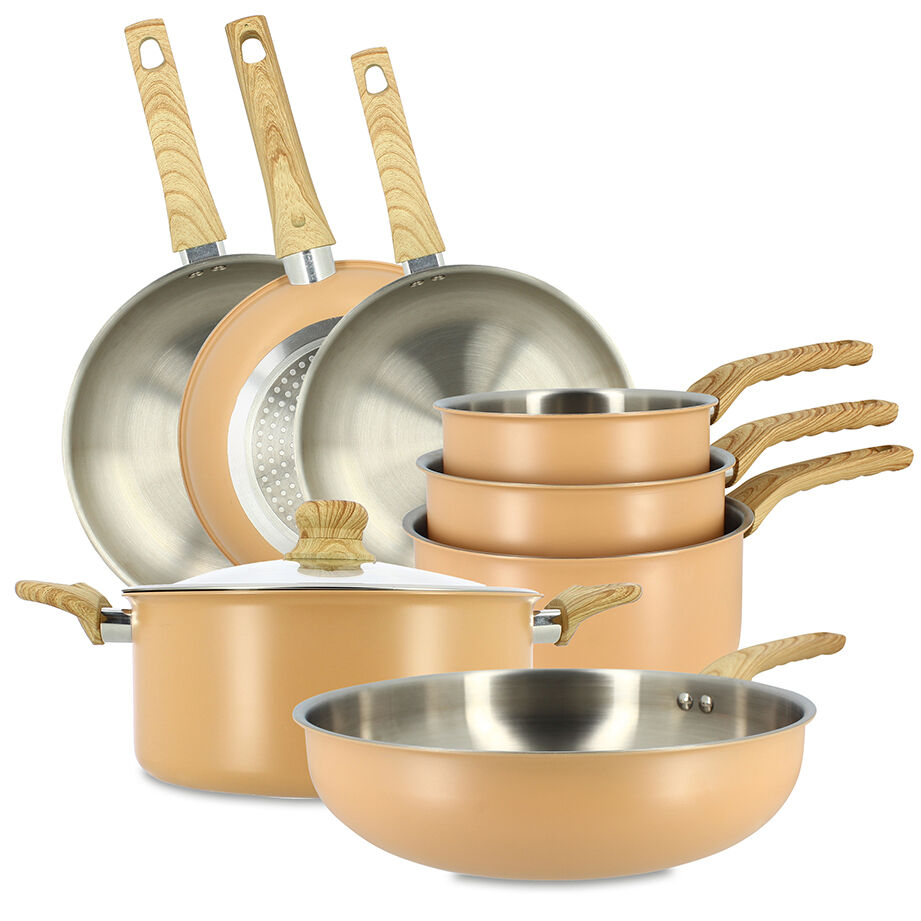 8-piece easynox set in stainless steel and coral aluminum