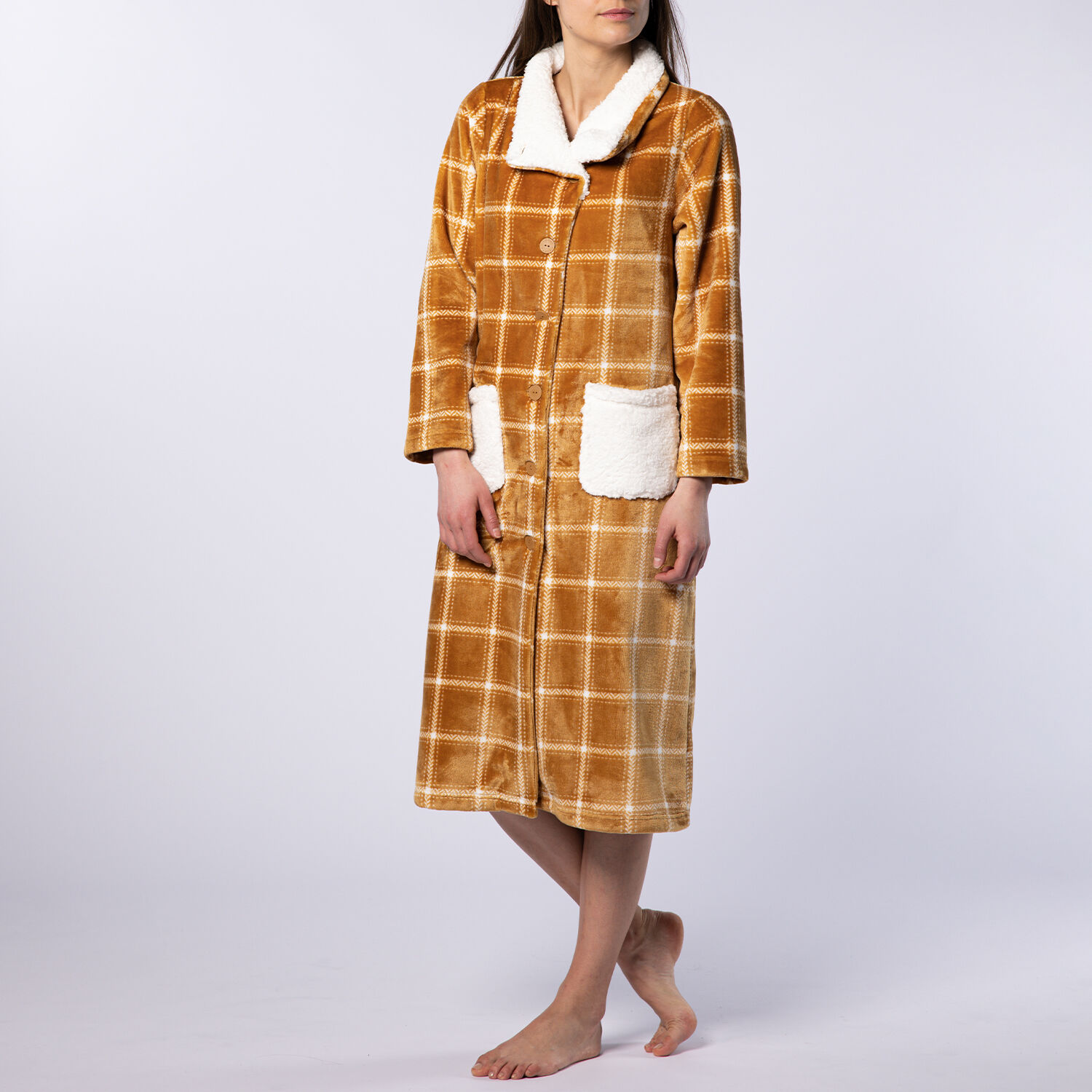 Peignoir Femme à Carreaux en Fourrure – CANAT – CA.ECOS.RCF