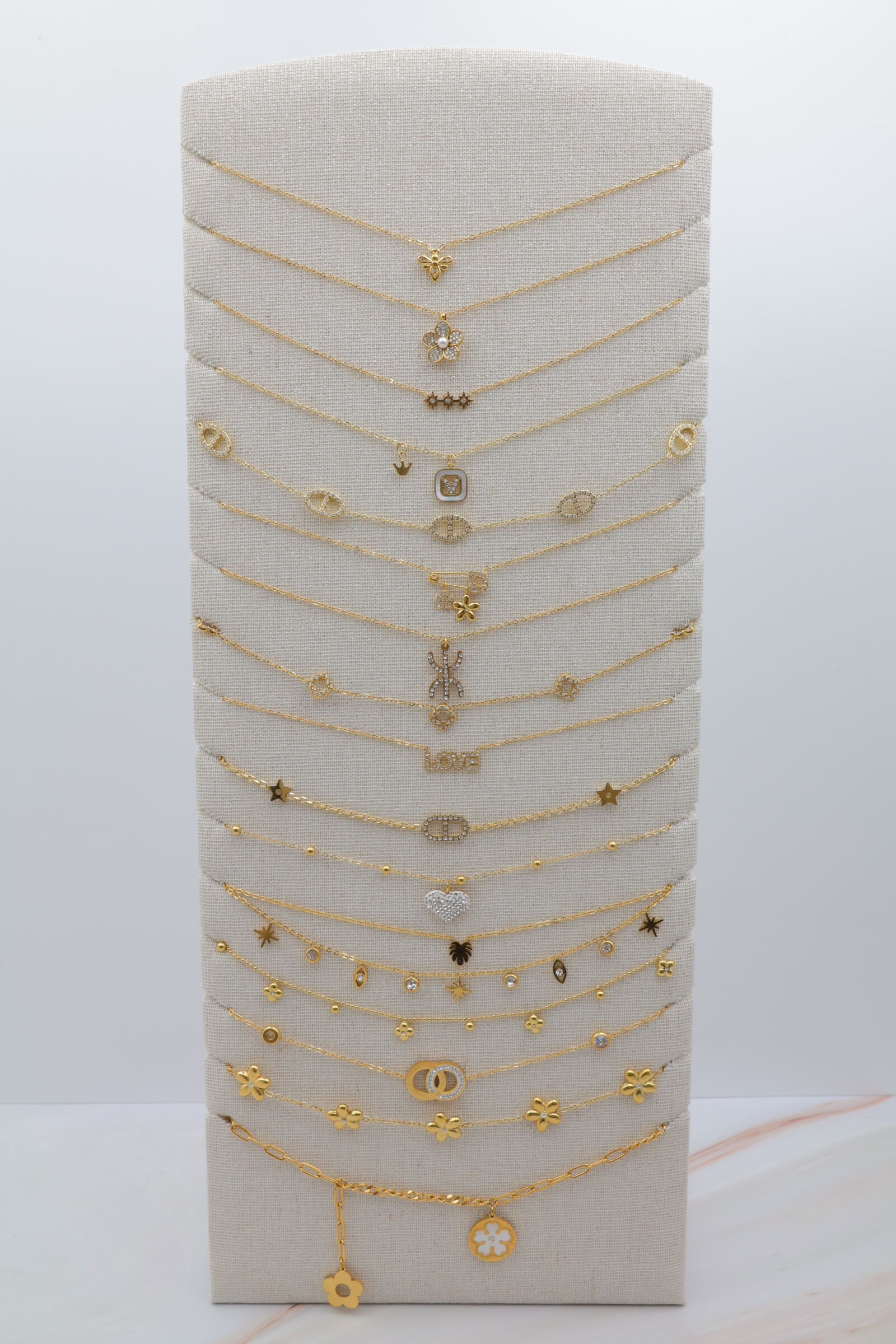 Set di 16 collane in acciaio inossidabile con espositore - PR-COLLIER83