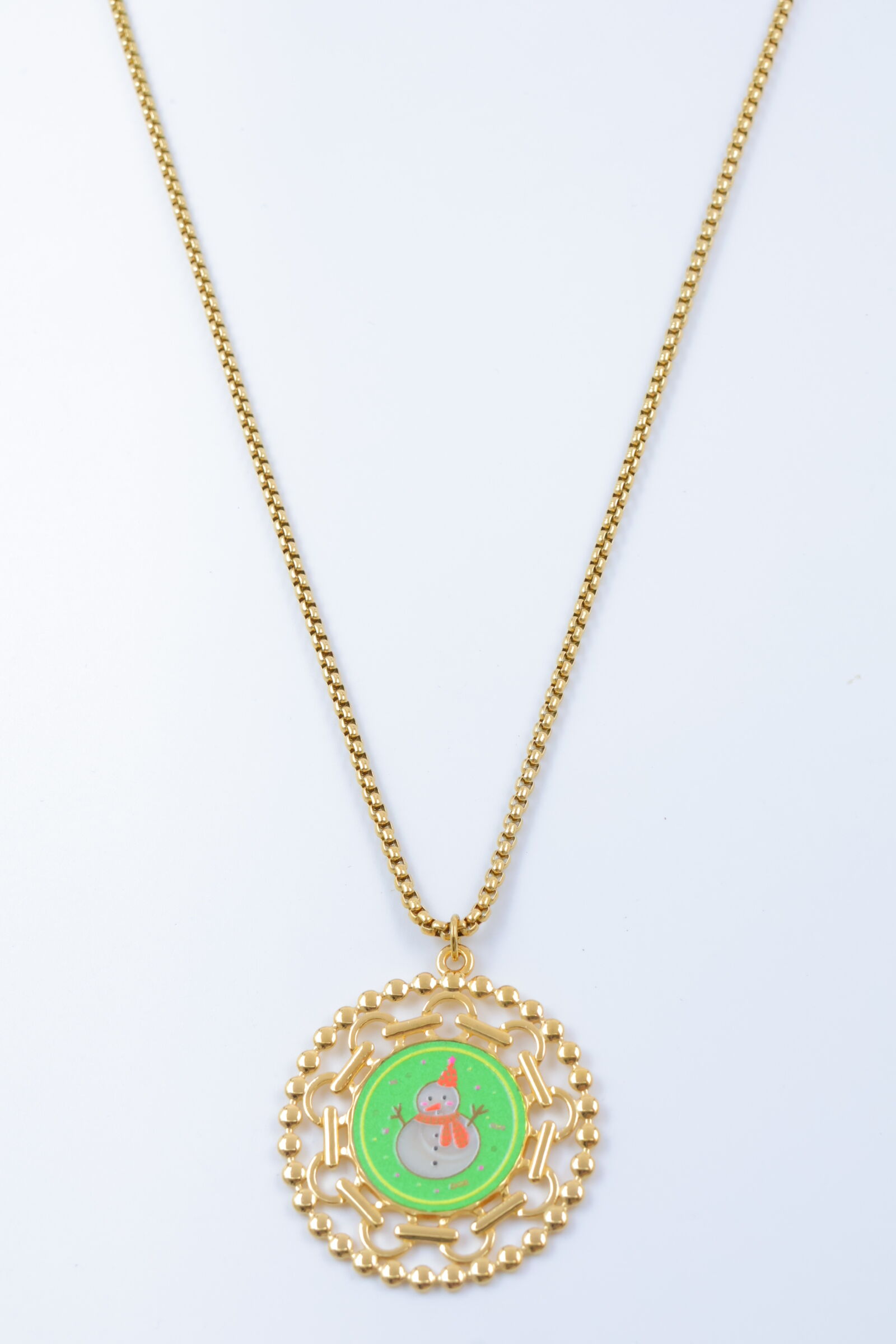 Collana con ciondolo a forma di pupazzo di neve in acciaio inossidabile - BL254