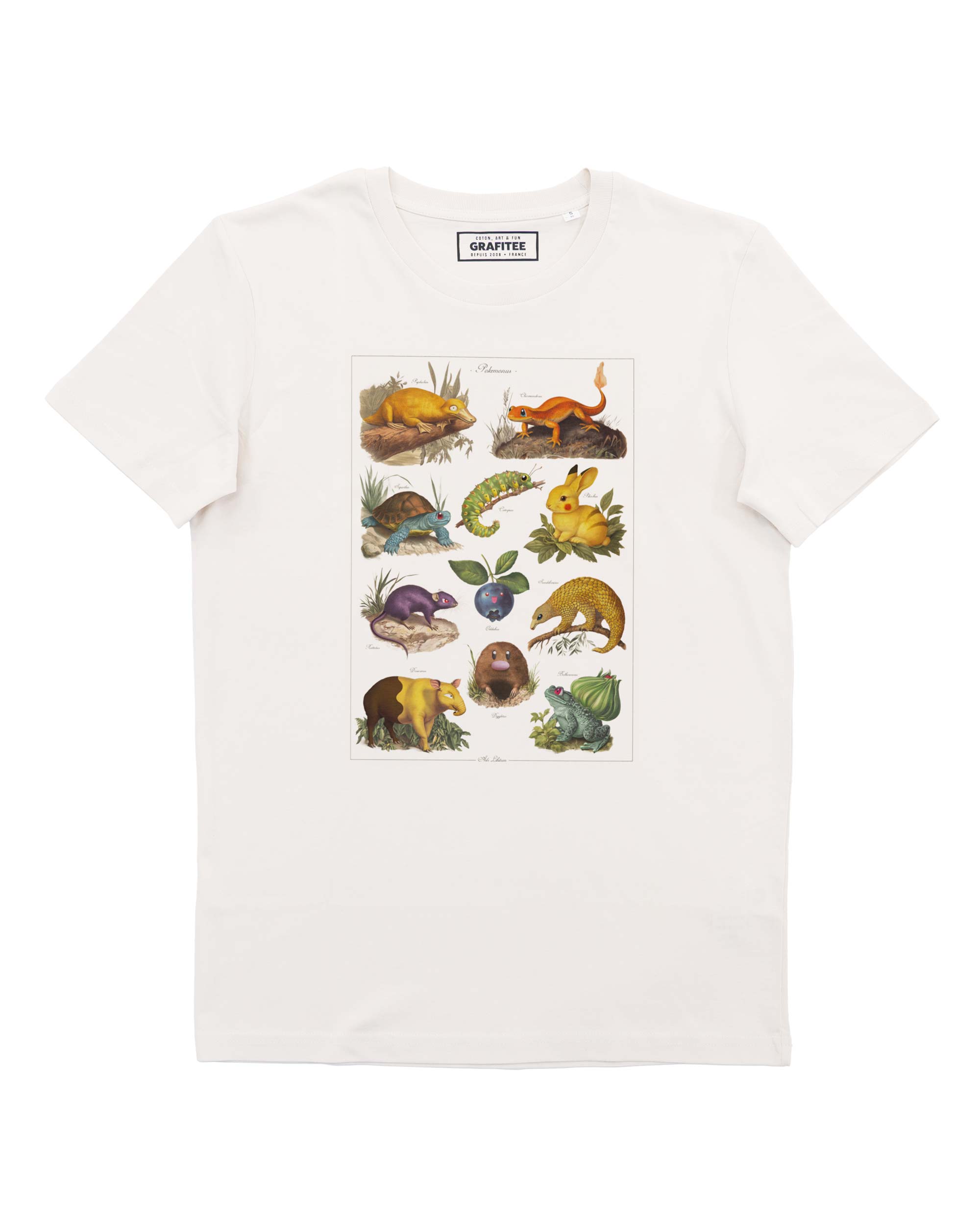 Camiseta color blanco hueso de Pokémonus, 100% algodón de primera calidad