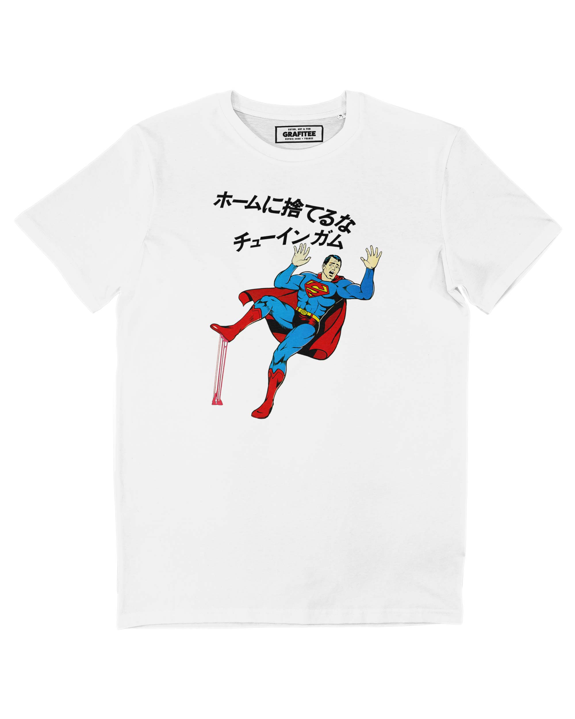 Camiseta blanca de Superman con chicle, 100% algodón orgánico
