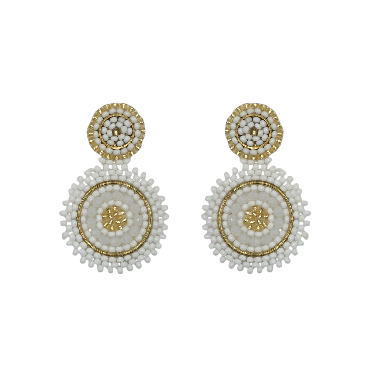 MINI ORECCHINI A CERCHIO CON PERLINE BIANCHE