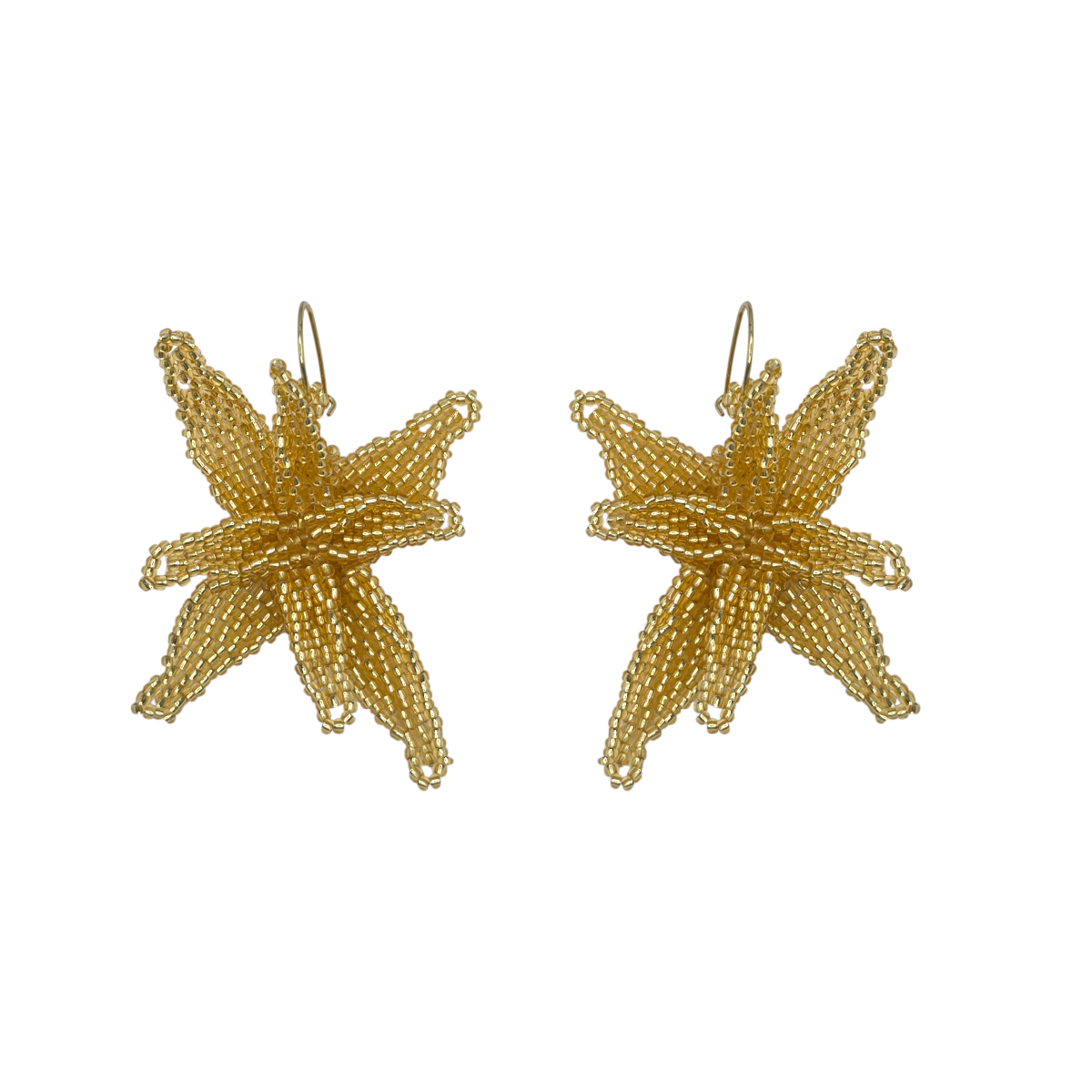 ORECCHINI A GANCIO CON PERLINE ORO A FORMA DI GIGLIO