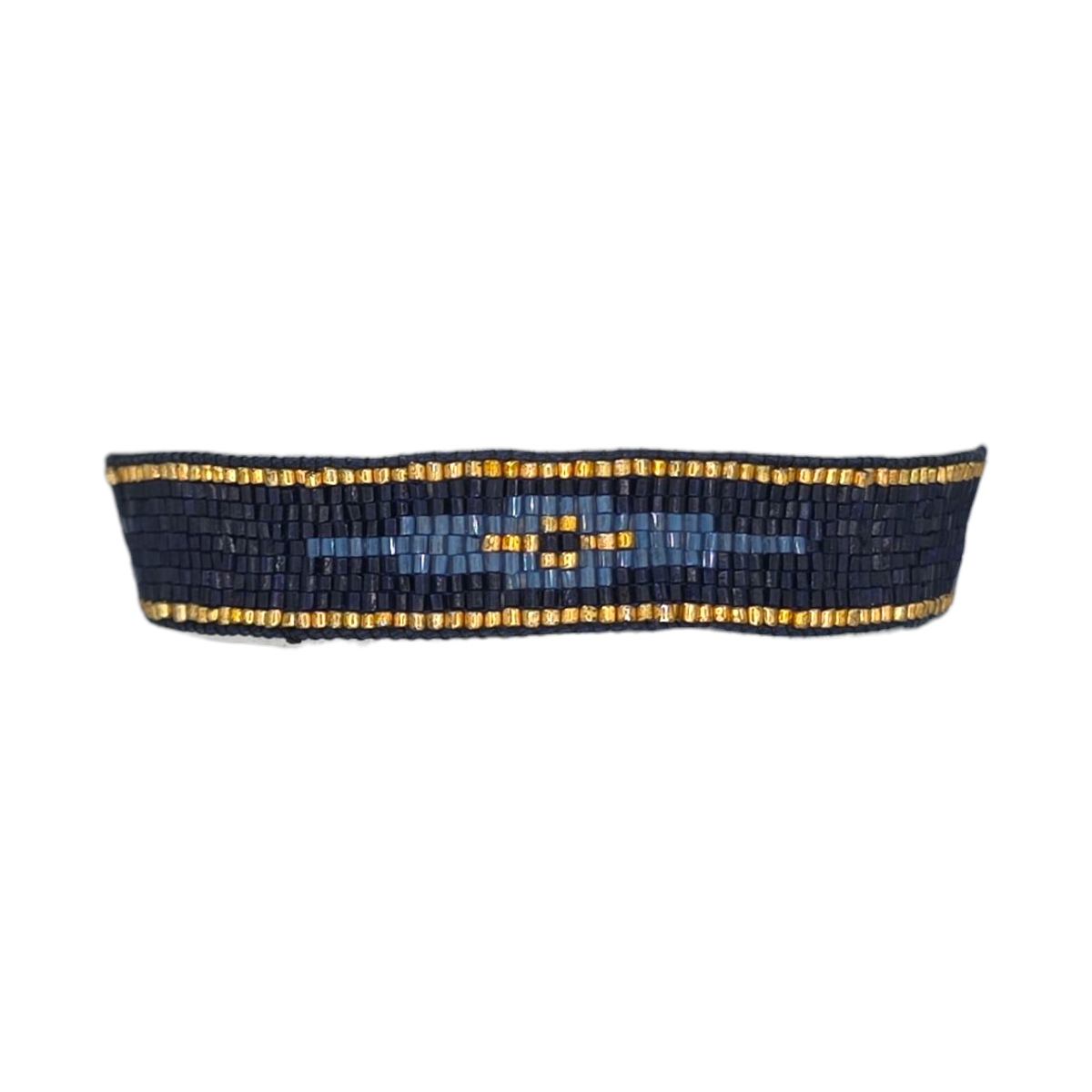 BRACCIALE CON PERLINE IN ORO MIX NAVY