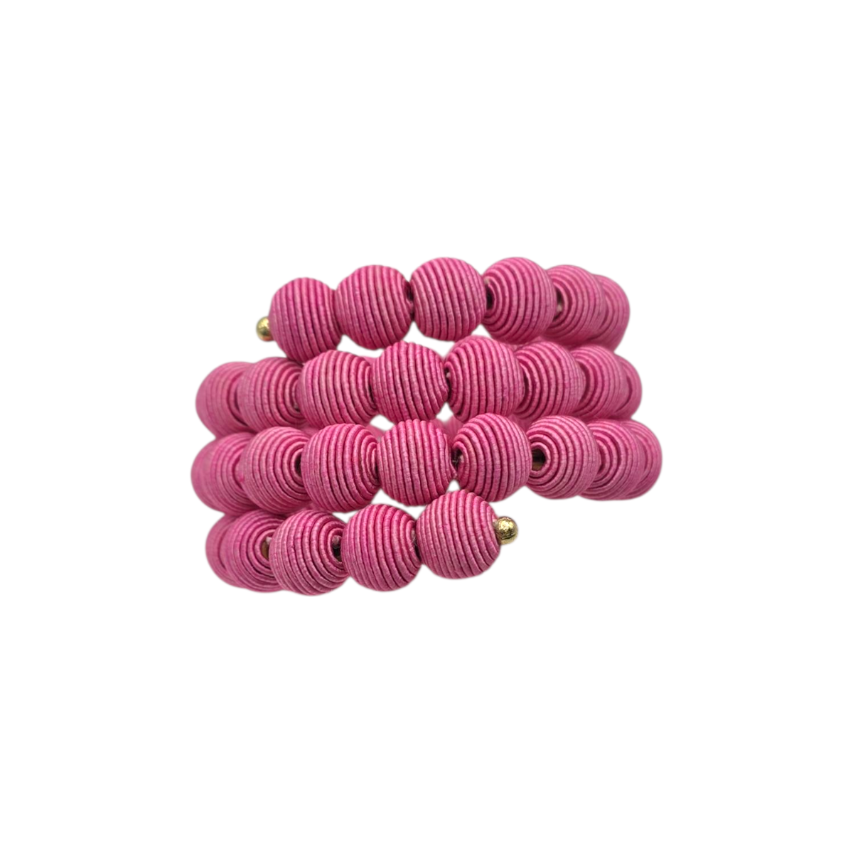 BRACCIALE CON PALLINE INTRECCIATE IN FILO A MOLLA ROSA