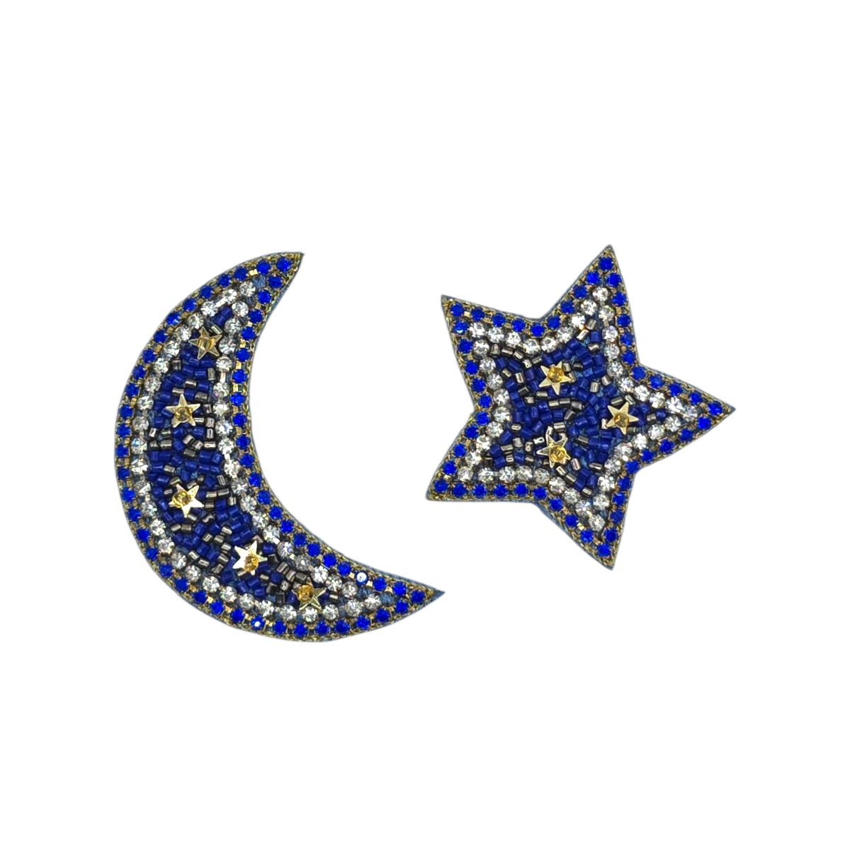 ORECCHINI MIX LUNA E STELLA BLU E ORO