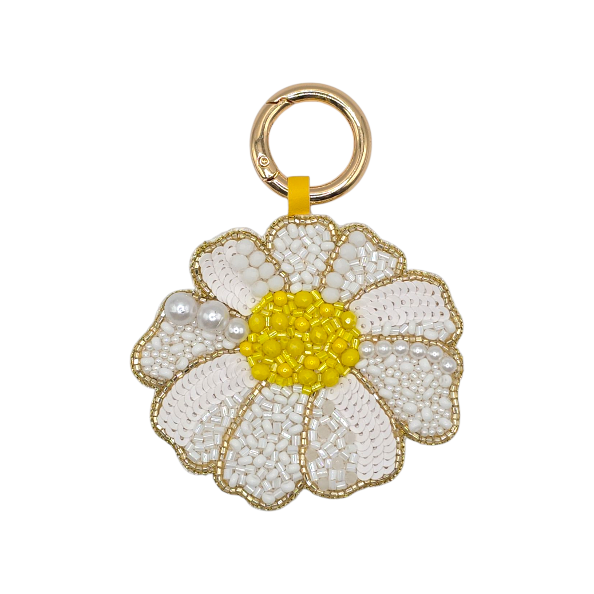 GRANDE CIONDOLO PER BORSA CON MARGHERITA RICAMATA