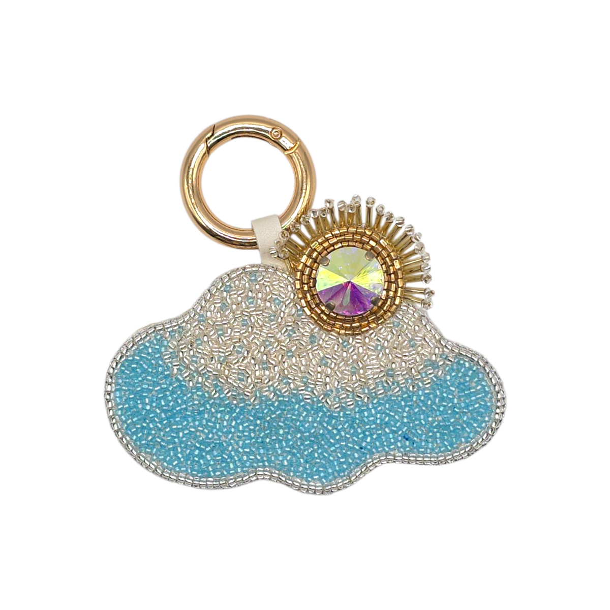 CIONDOLO PER BORSA RICAMATO SOLE E NUVOLA