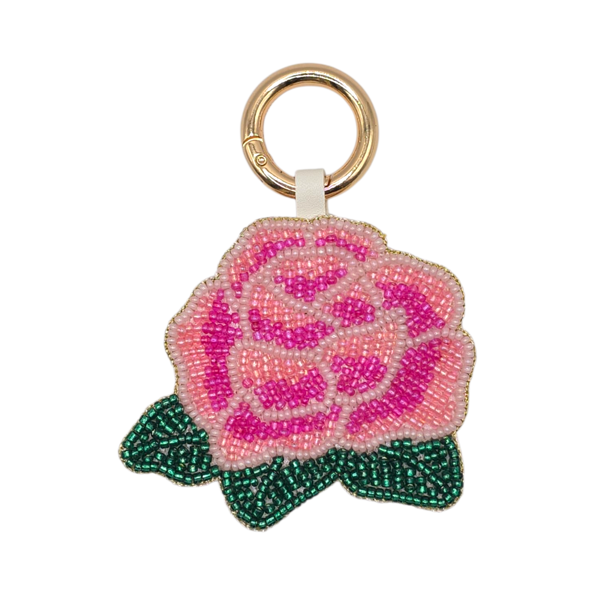 CIONDOLO PER BORSA CON PERLINE ROSA OMBRE