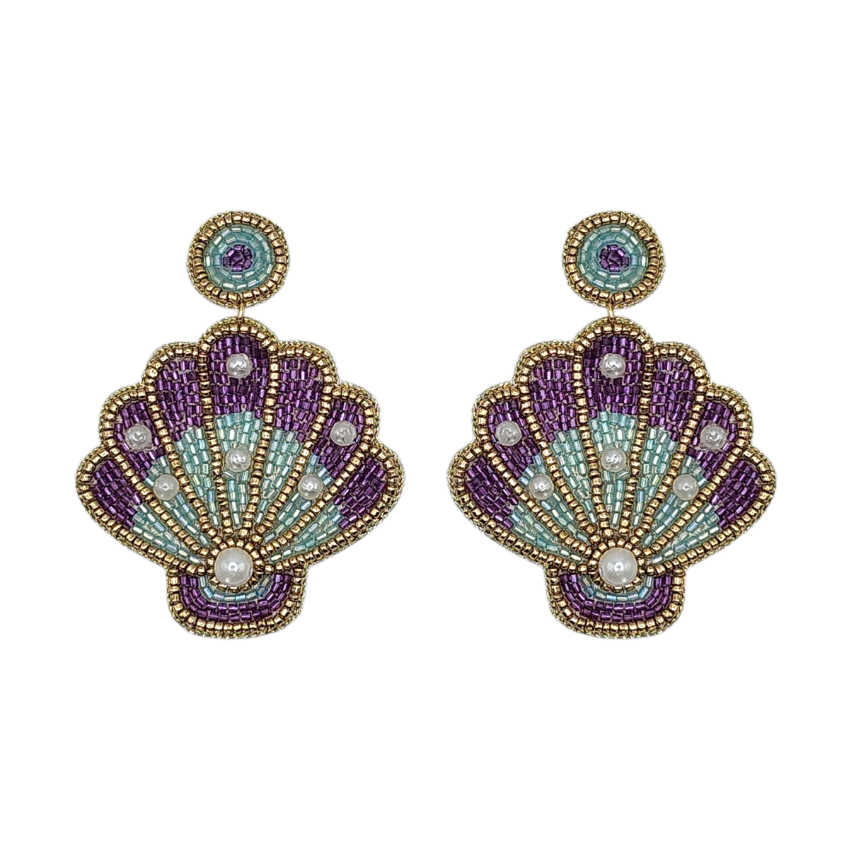 ORECCHINI CON PERLINE DI CONCHIGLIE VIOLA OMBRE