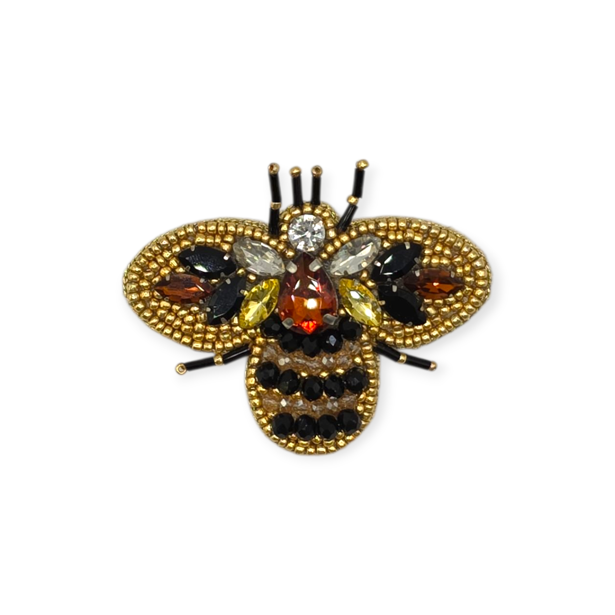 SPILLA APE RICAMATA CON OMBRE ORO E MARRONE