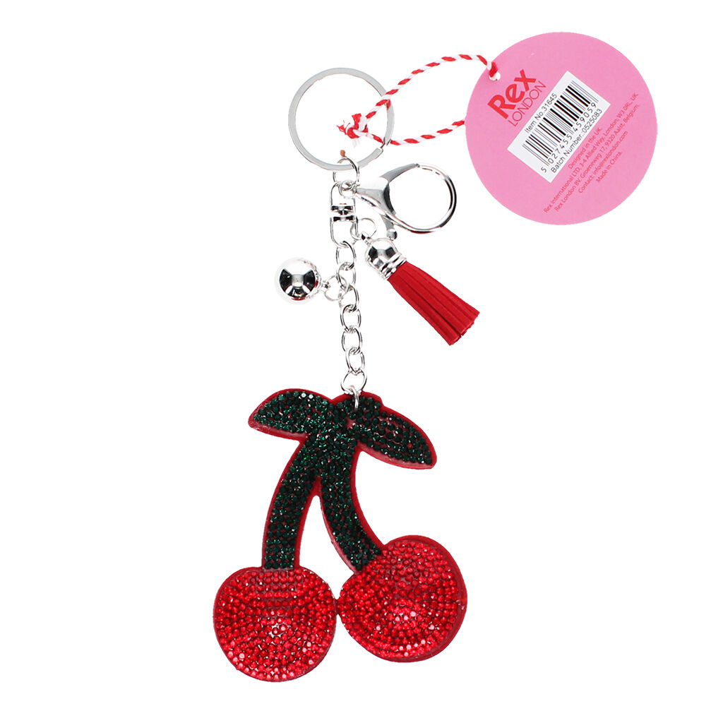 Sparkly keyring bag charm - Cherry