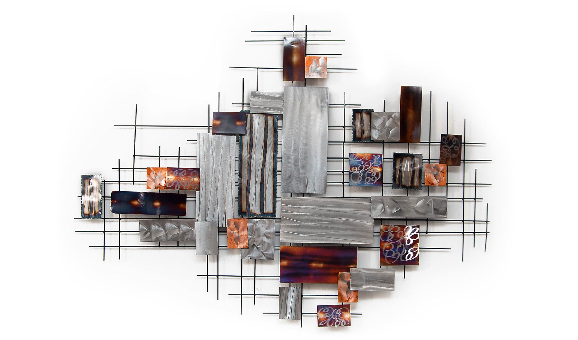 ADM - Peinture abstraite sur métal dans le style Mondrian