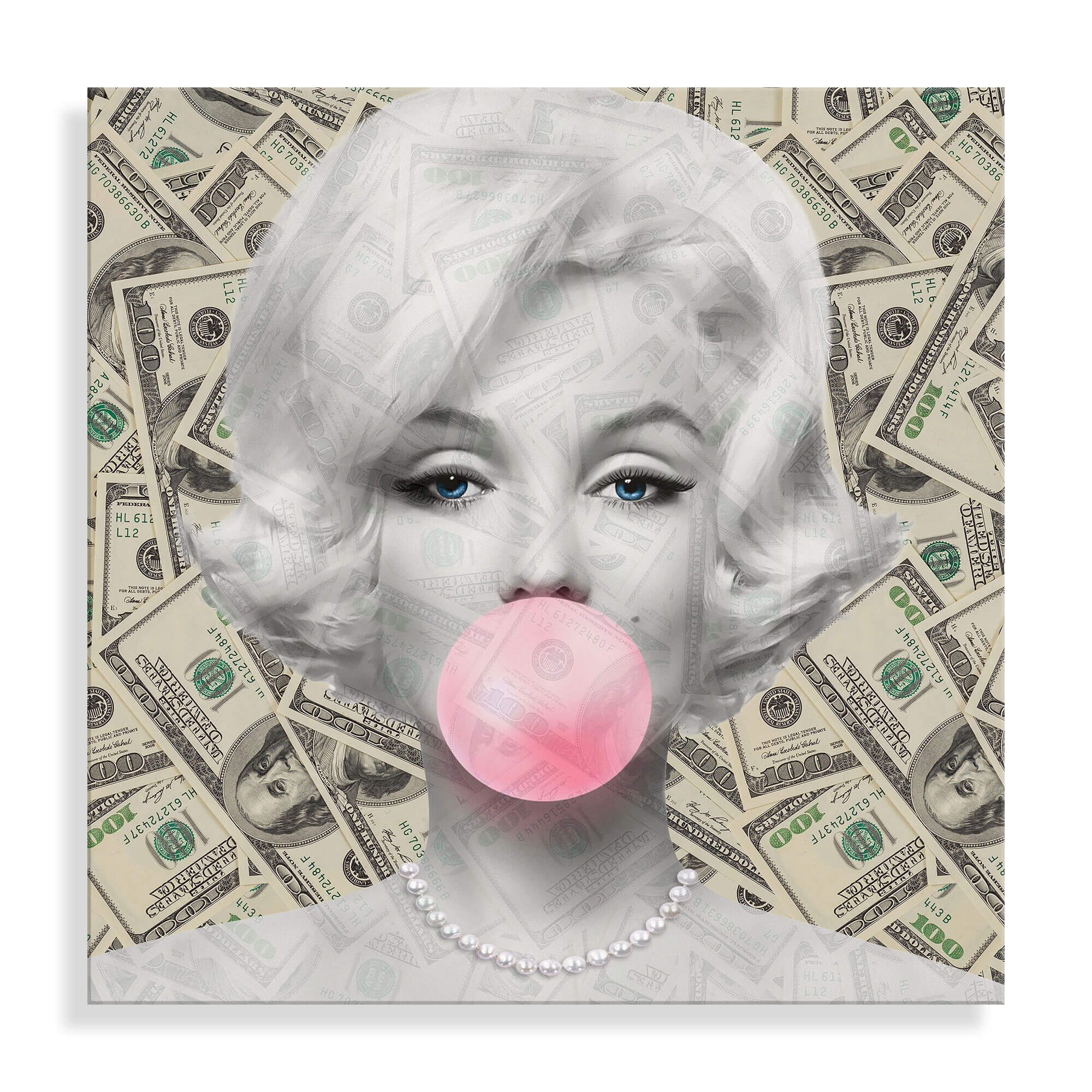 ADM - Acrylglasbild „Marilyn mit Dollars“