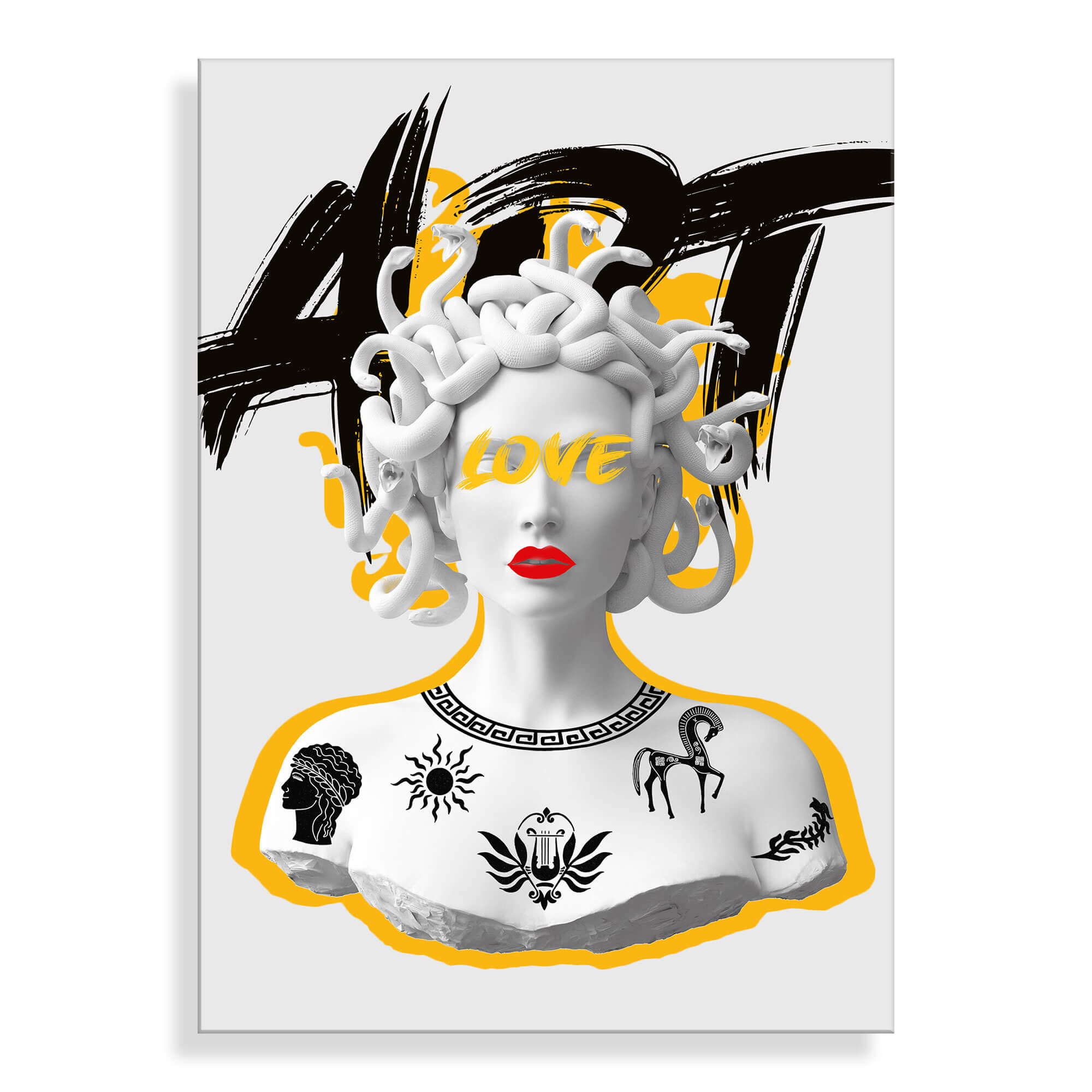 ADM – Acrylglasbild „Stilisierte Medusa“ – Gelb