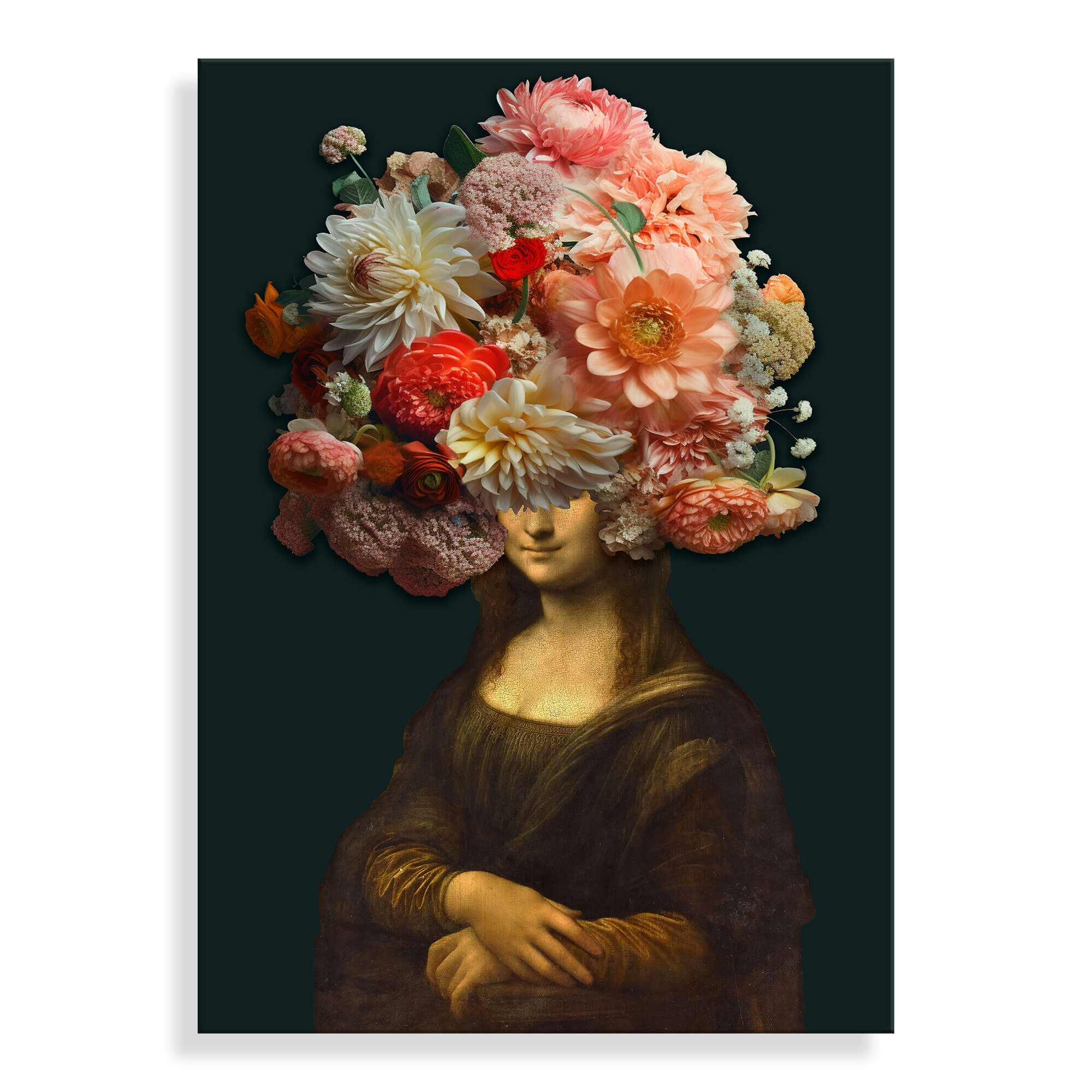 ADM - Acrylglasbild „Mona Lisa mit Blumen im Kopf“