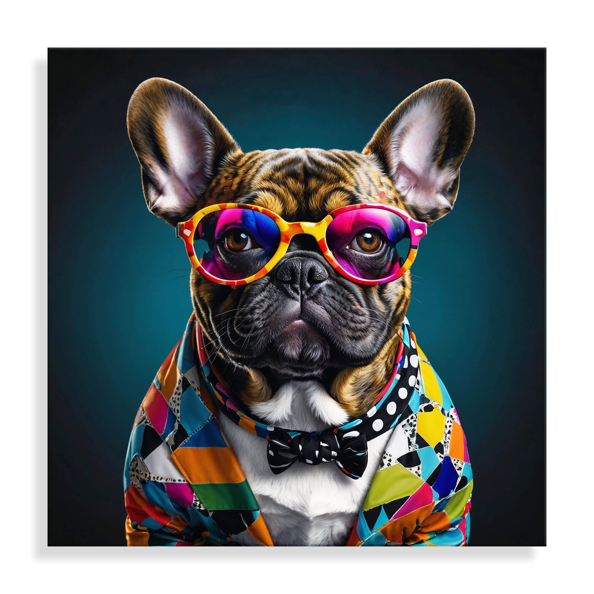 ADM – Acrylglasbild „Französische Bulldogge Trendparade“