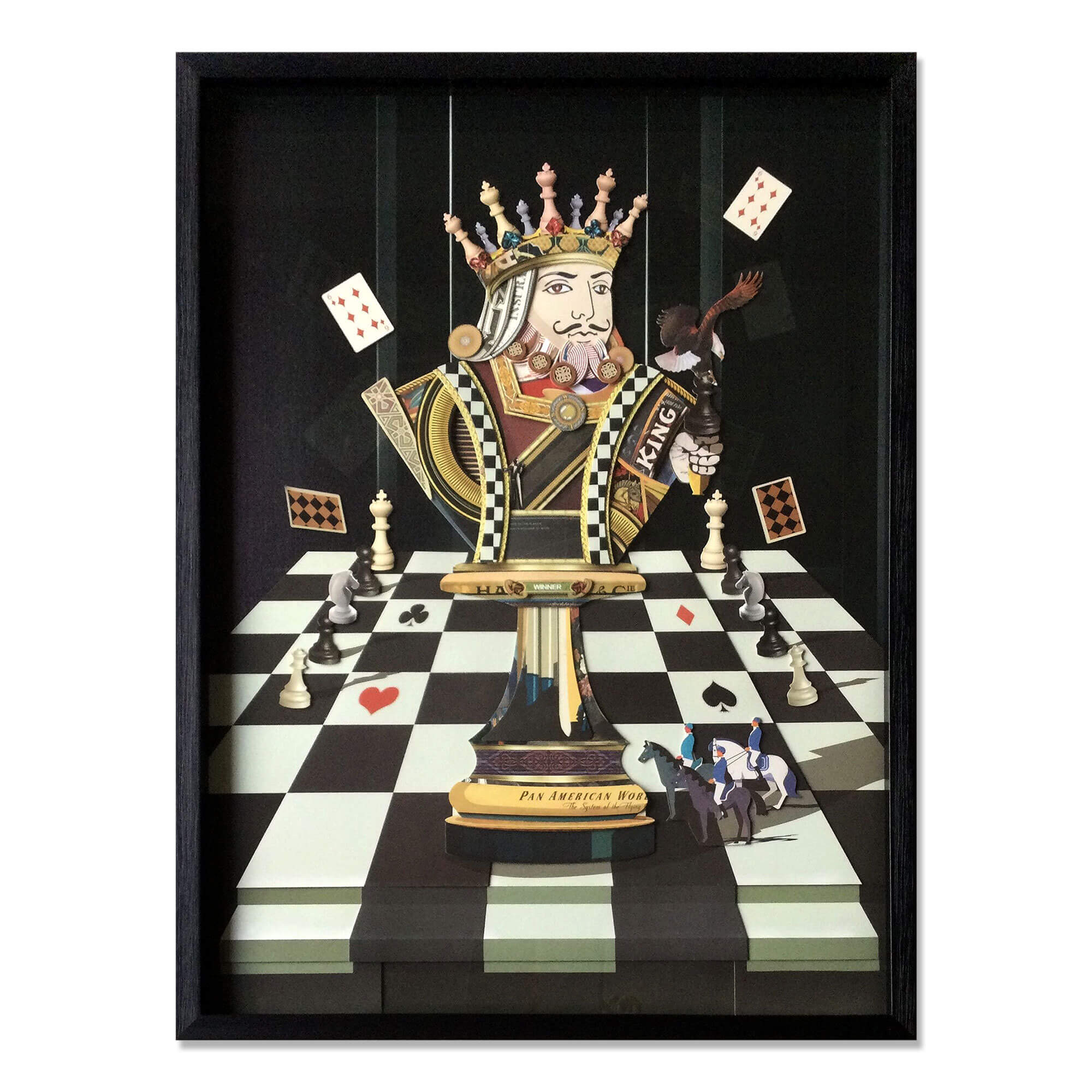 ADM - Quadro collage 3D 'Re di scacchi'