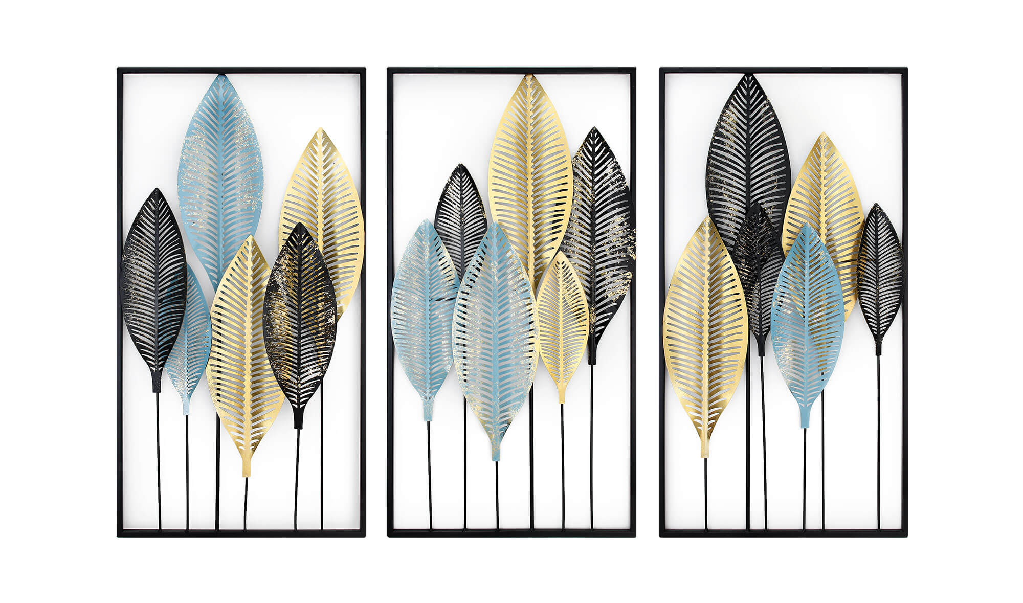 ADM - Peinture sur métal « Composition de feuilles stylisées »