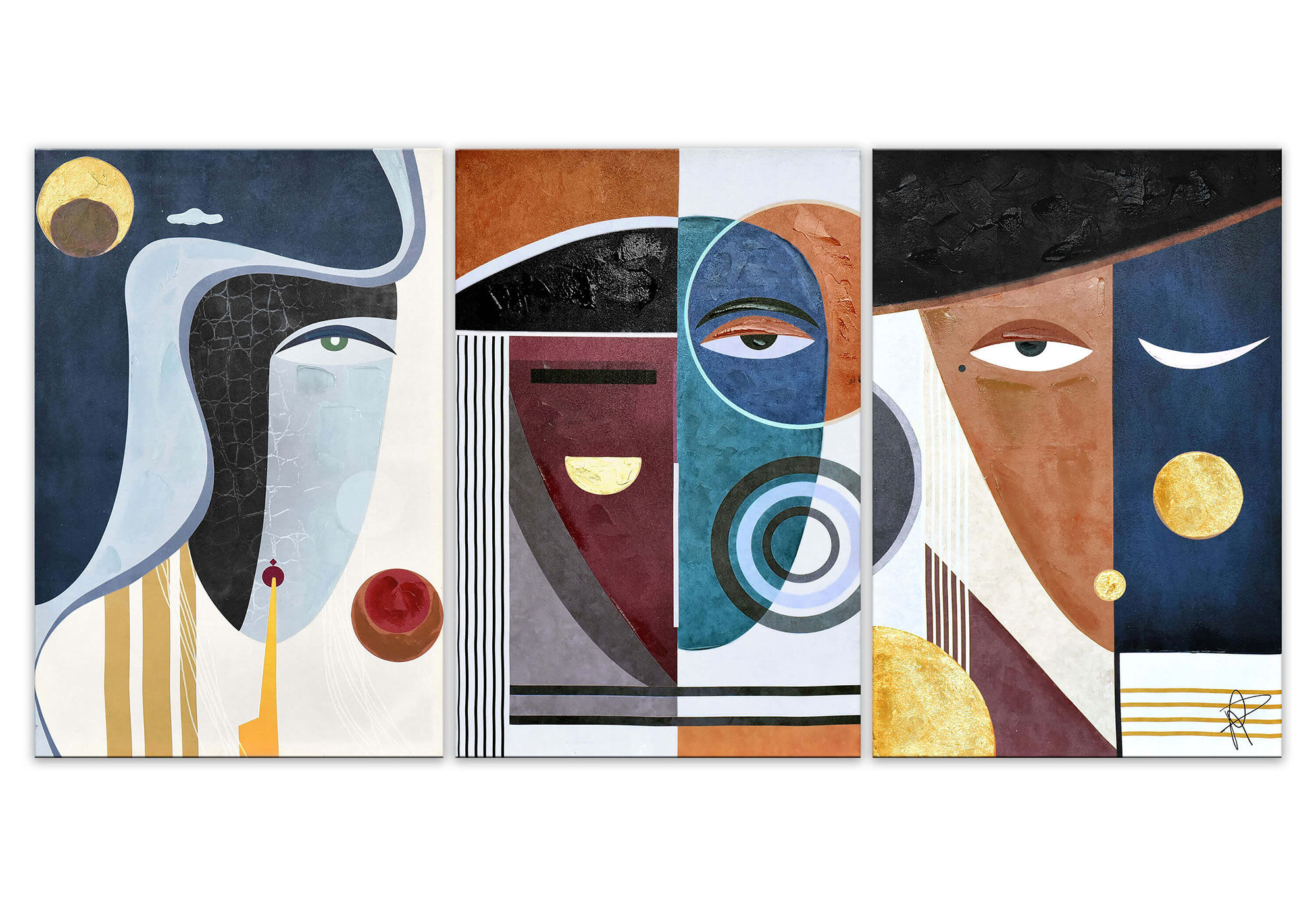 ADM – Druck „Komposition abstrakter Gesichter“ – Blau