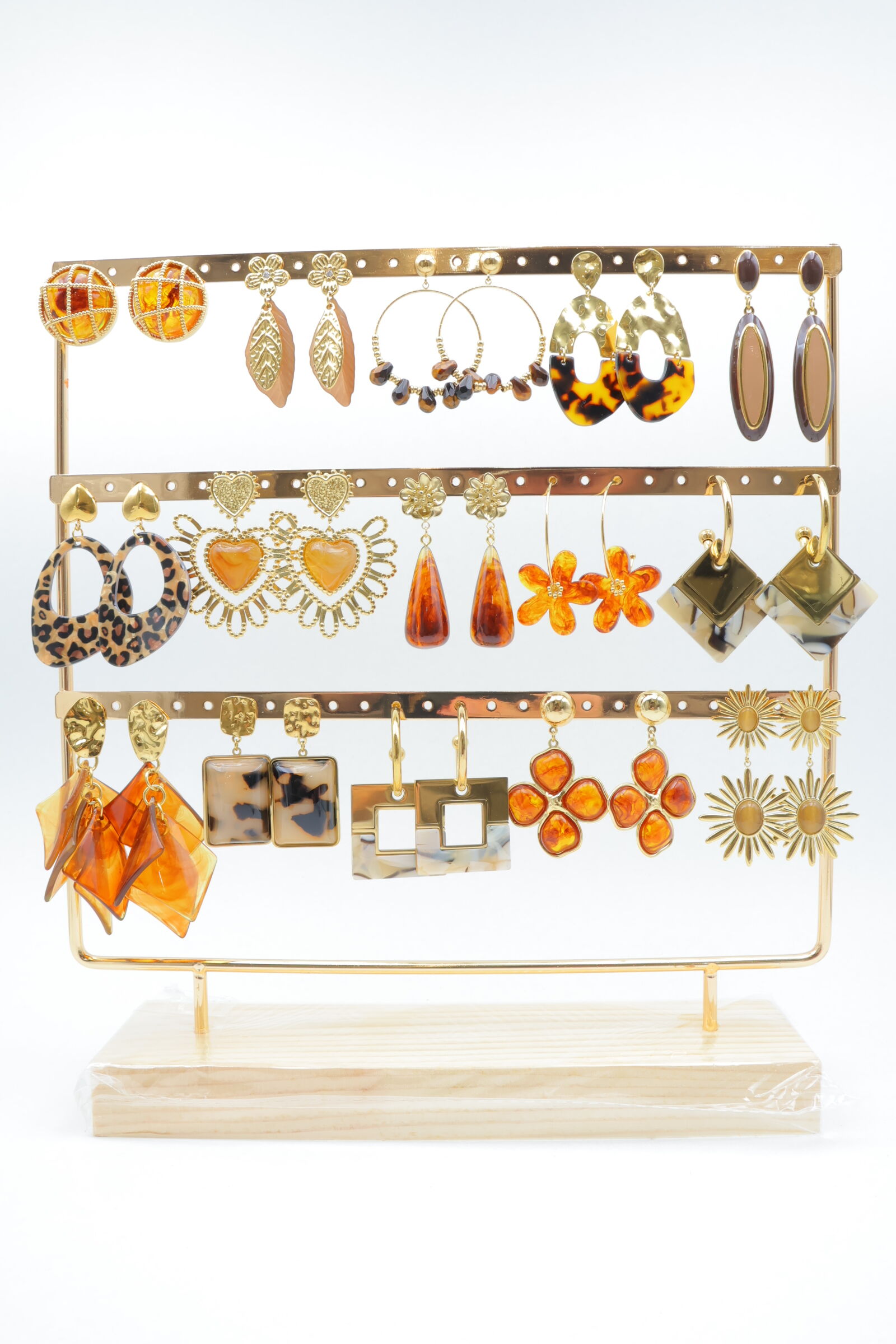 Lot de 15 paires de boucles d'oreilles avec présentoir - PRT-OREILLE118