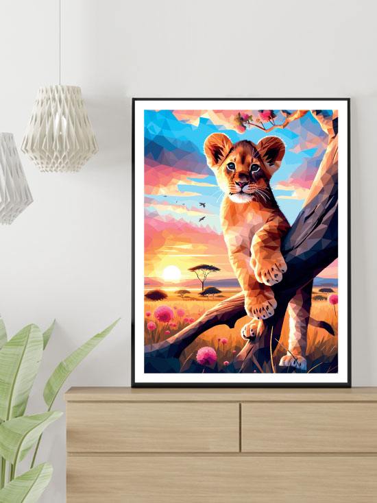 Lion Cub Dawn poster (30 x 40 cm)