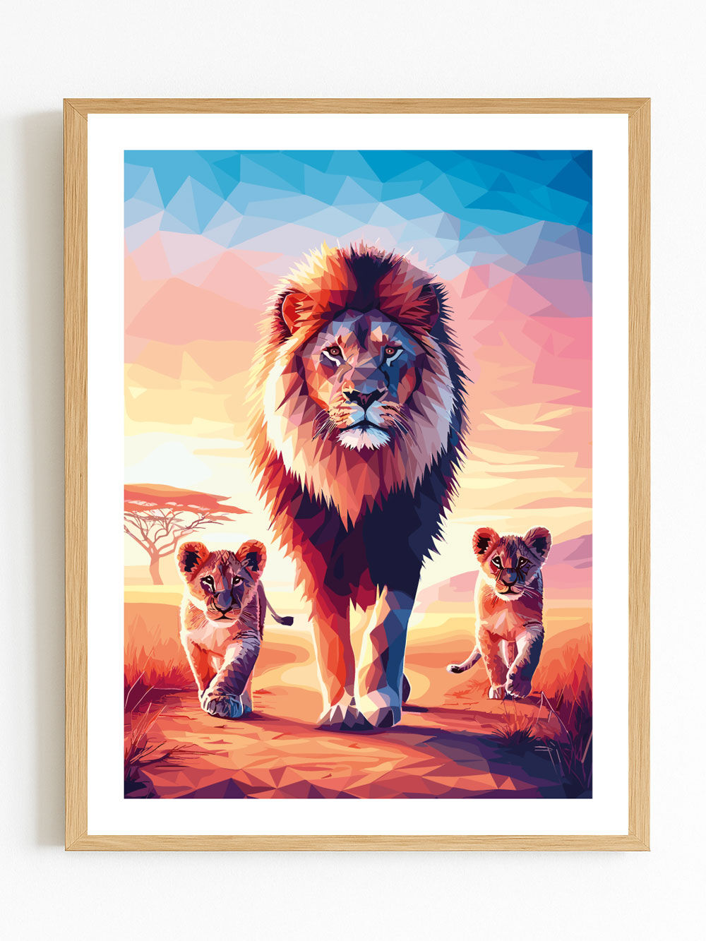 Poster of a Lion and his Cubs (30 x 40 cm)