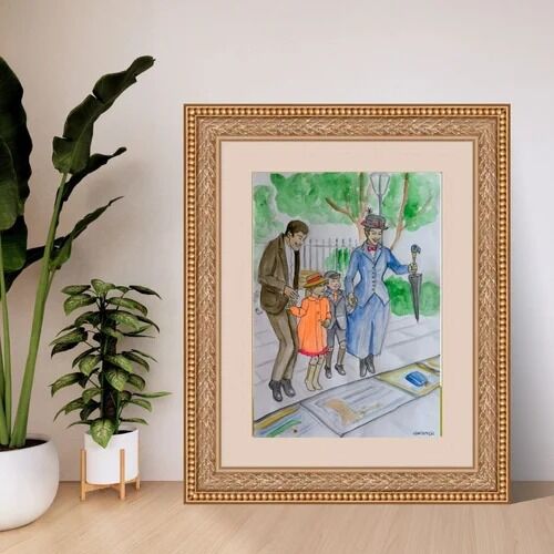 Print Format A3 / carte postale - Mary saute dans le dessin magique