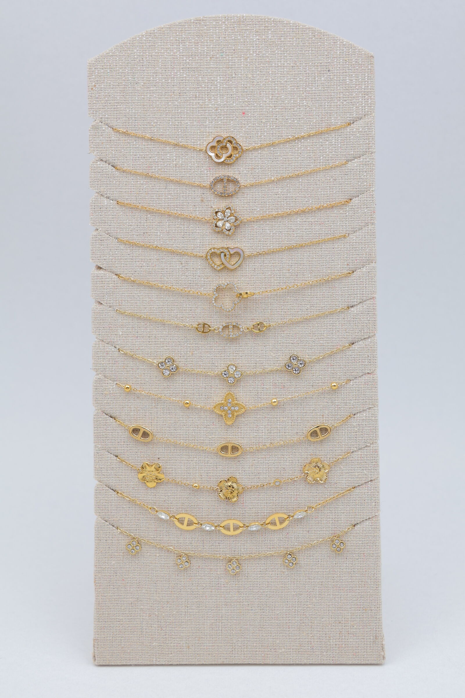 Set di 12 bracciali in acciaio inossidabile con espositore - C-BRACELET100