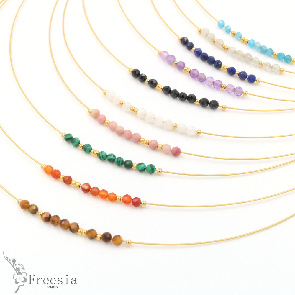 Collar de acero y piedra natural - 10107