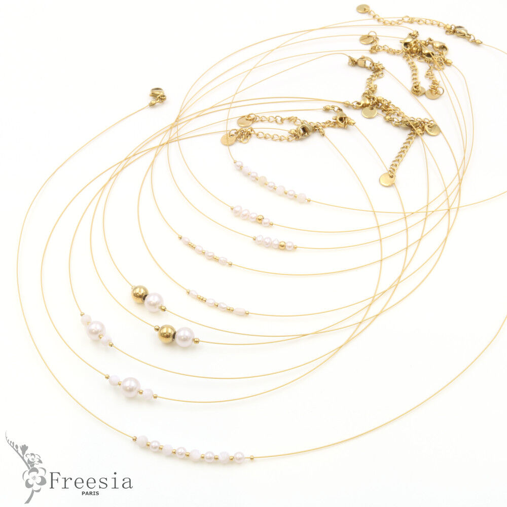 Collier acier et nacre - 10138