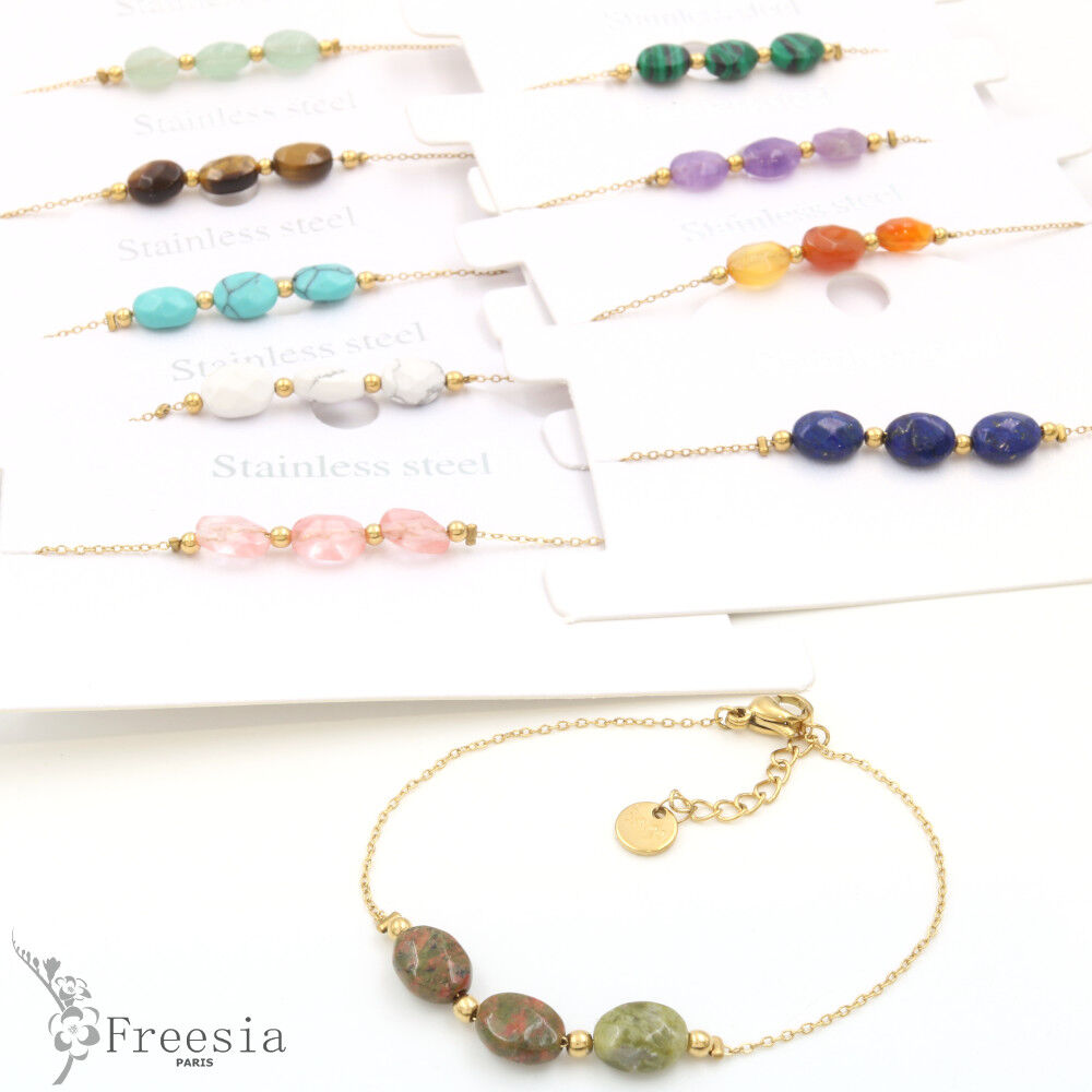 Bracelet acier et pierre naturelle - 10236