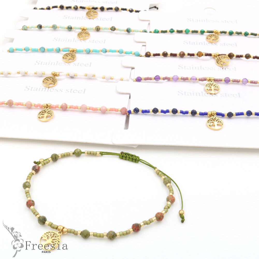 Bracelet acier et pierre naturelle - 10237